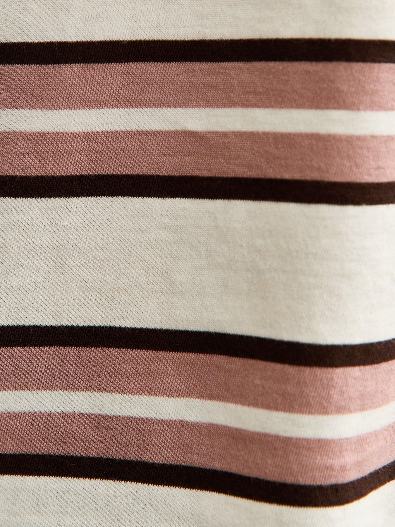 Image 5 of 5 of New Look Boxy Short Sleeve Stripe T-Shirt - Cream