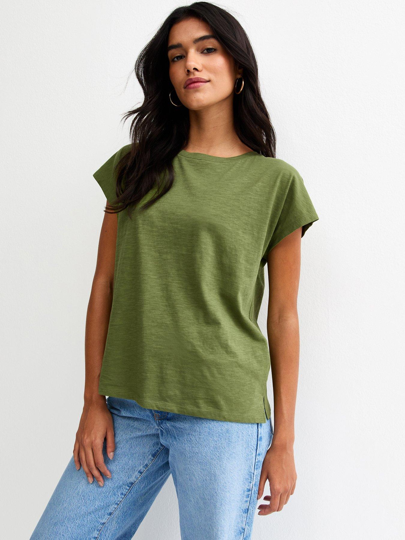 New Look Grown On Sleeve T-Shirt - Light Khaki