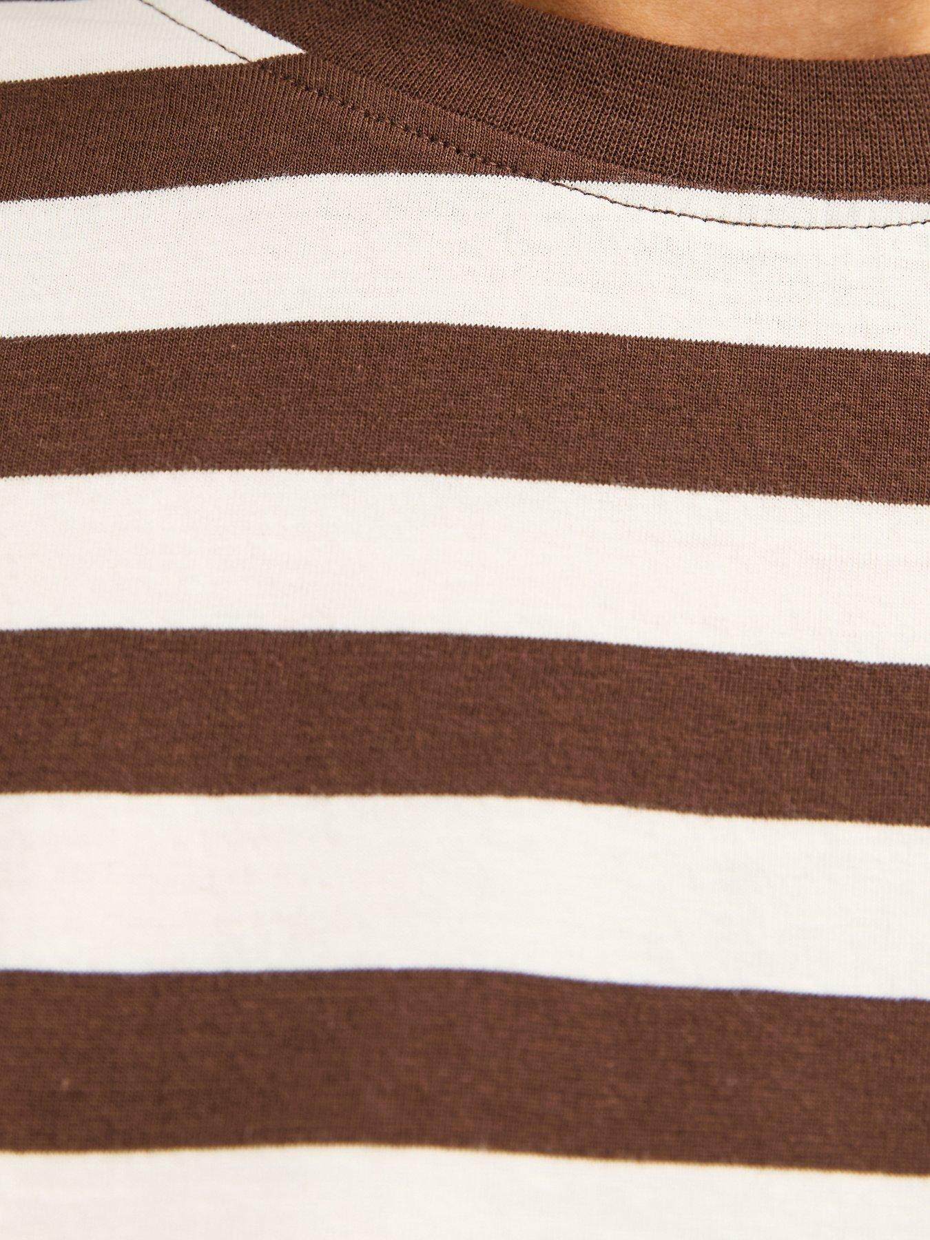 Image 5 of 5 of New Look Cotton Striped Boxy T-Shirt - Brown