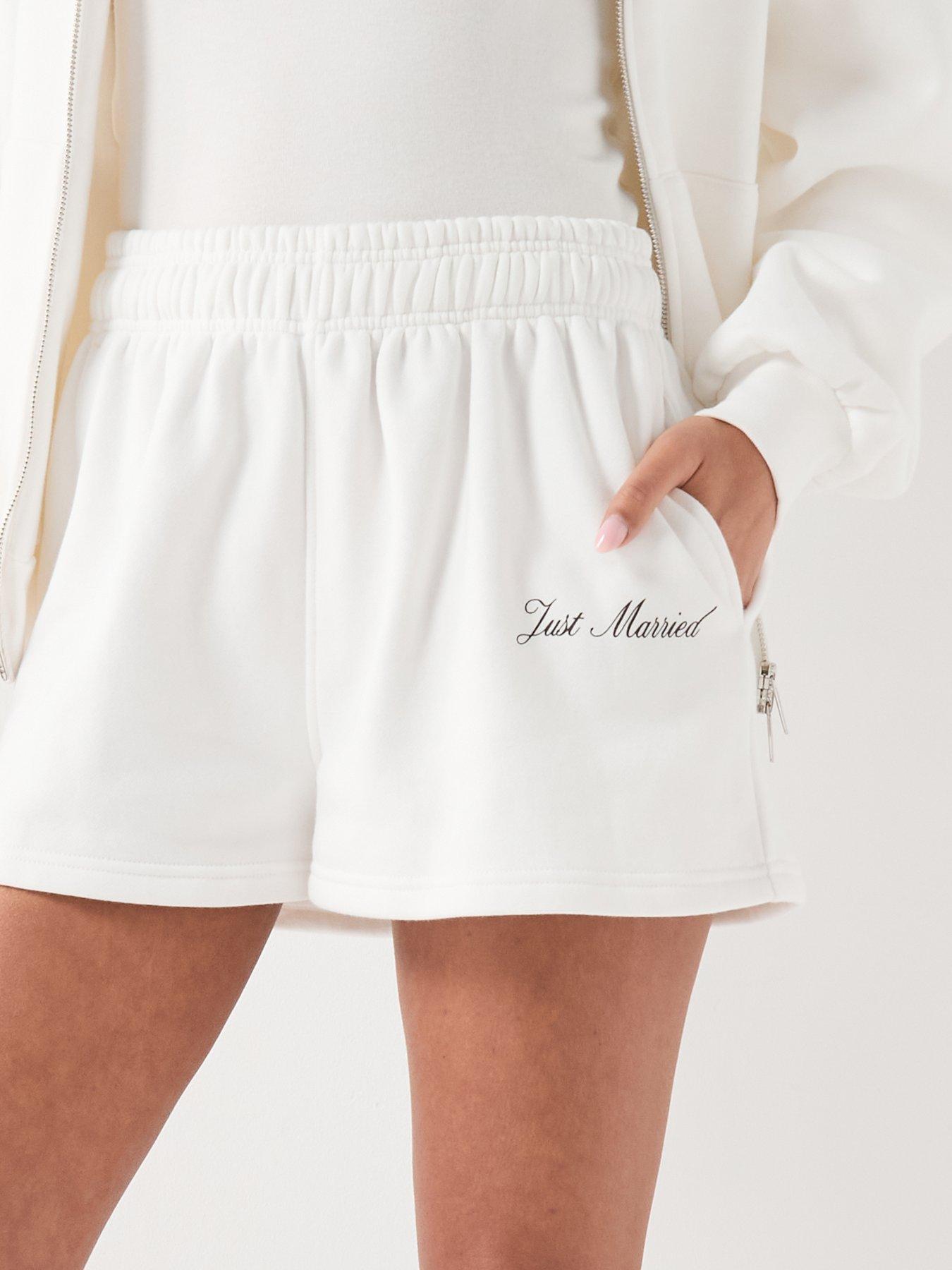 Image 4 of 5 of Six Stories Just Married Relaxed Shorts - White