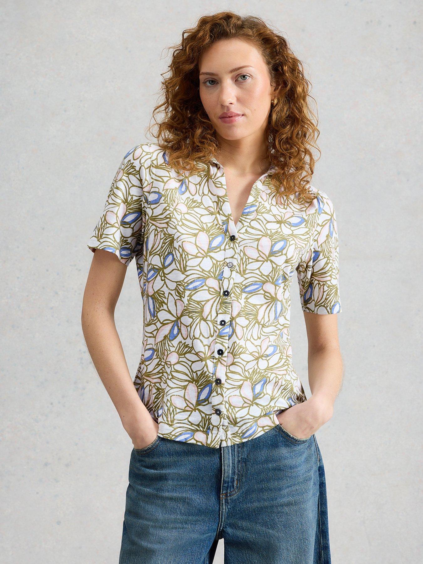 White Stuff Annie Short Sleeve Jersey Shirt - Green