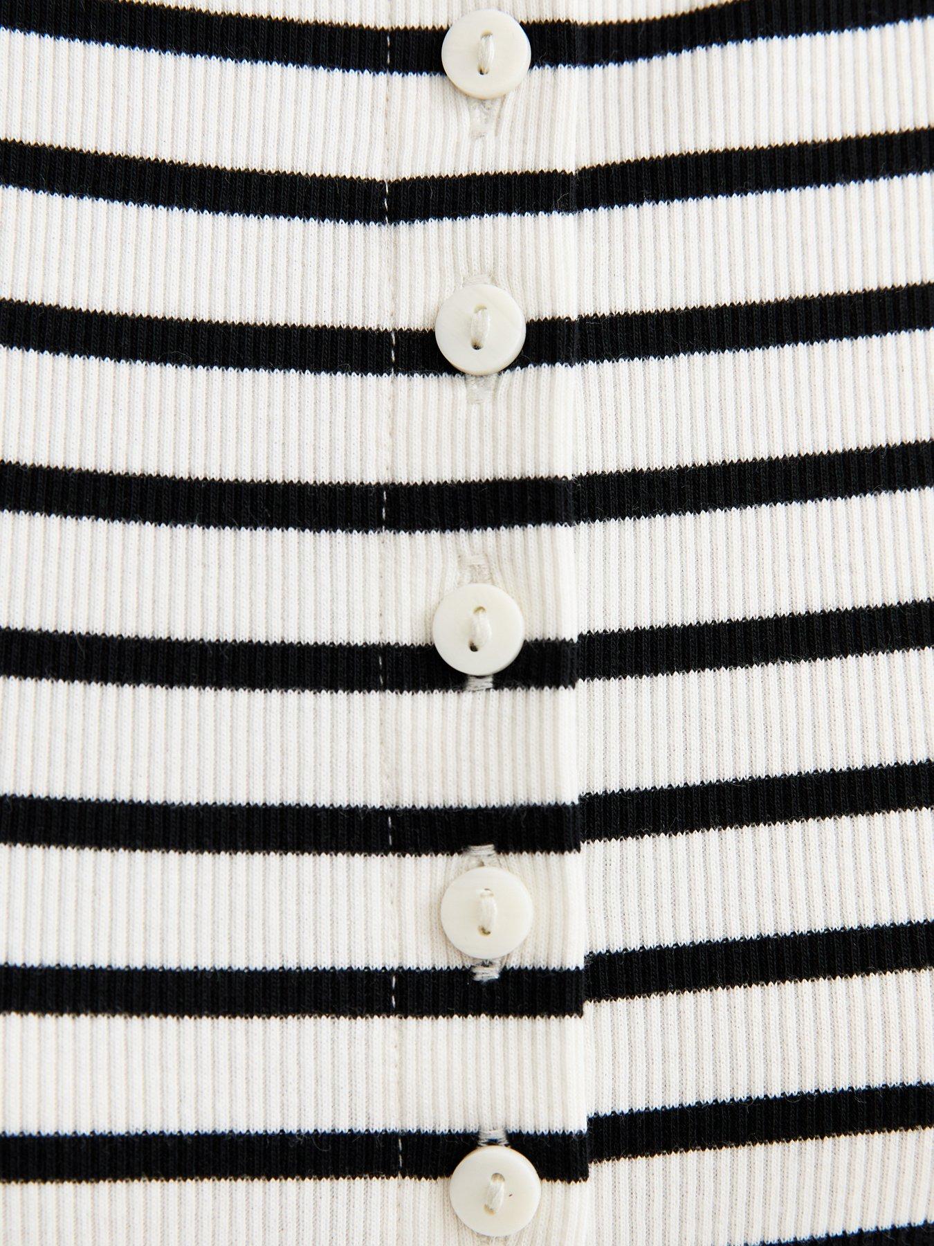 Image 5 of 5 of New Look Black Striped Button Through Tank Top