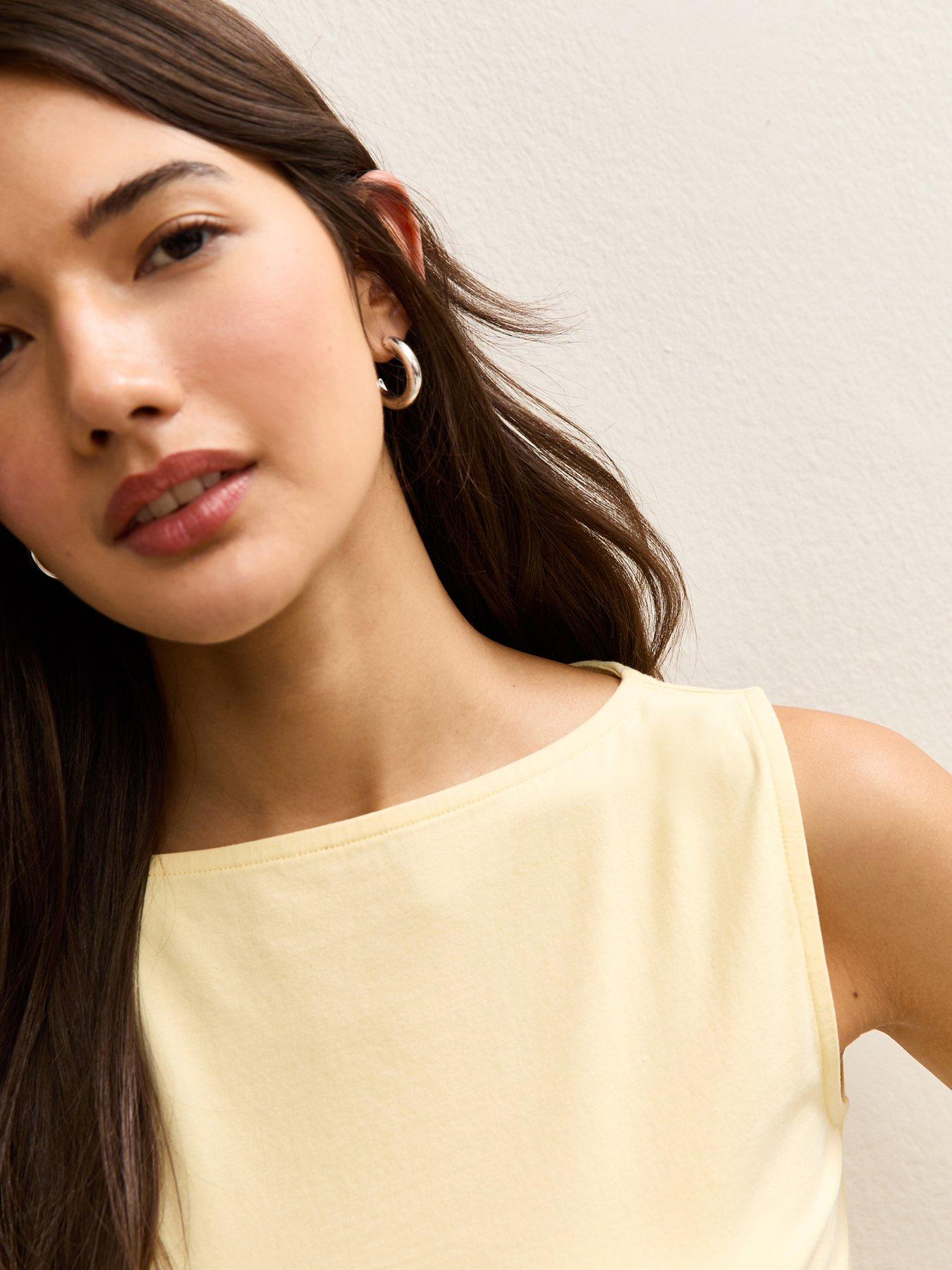 Image 4 of 5 of New Look Light Yellow Slash Neck Vest Top
