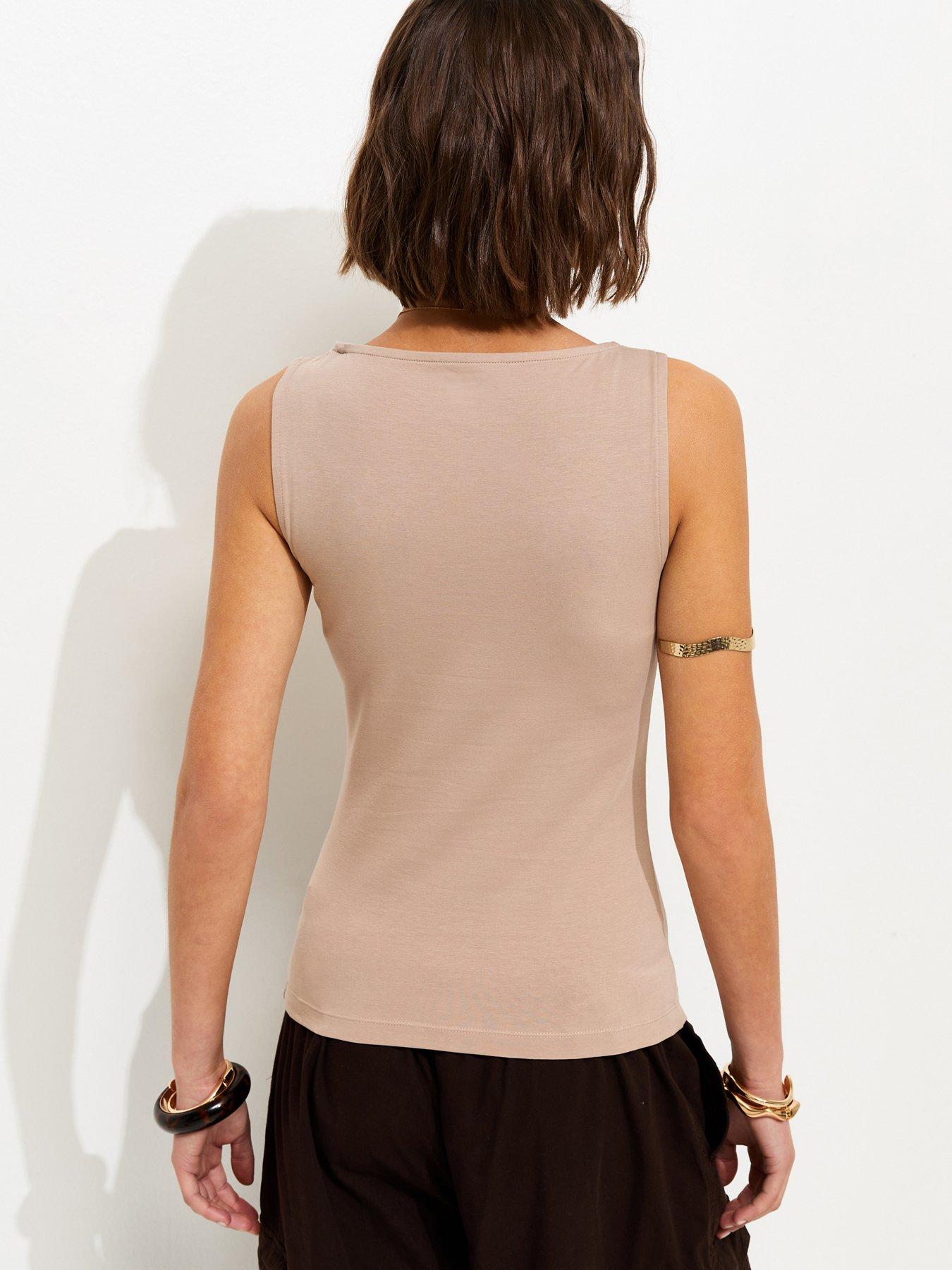 Image 2 of 5 of New Look Slash Neck Vest Top - Mink