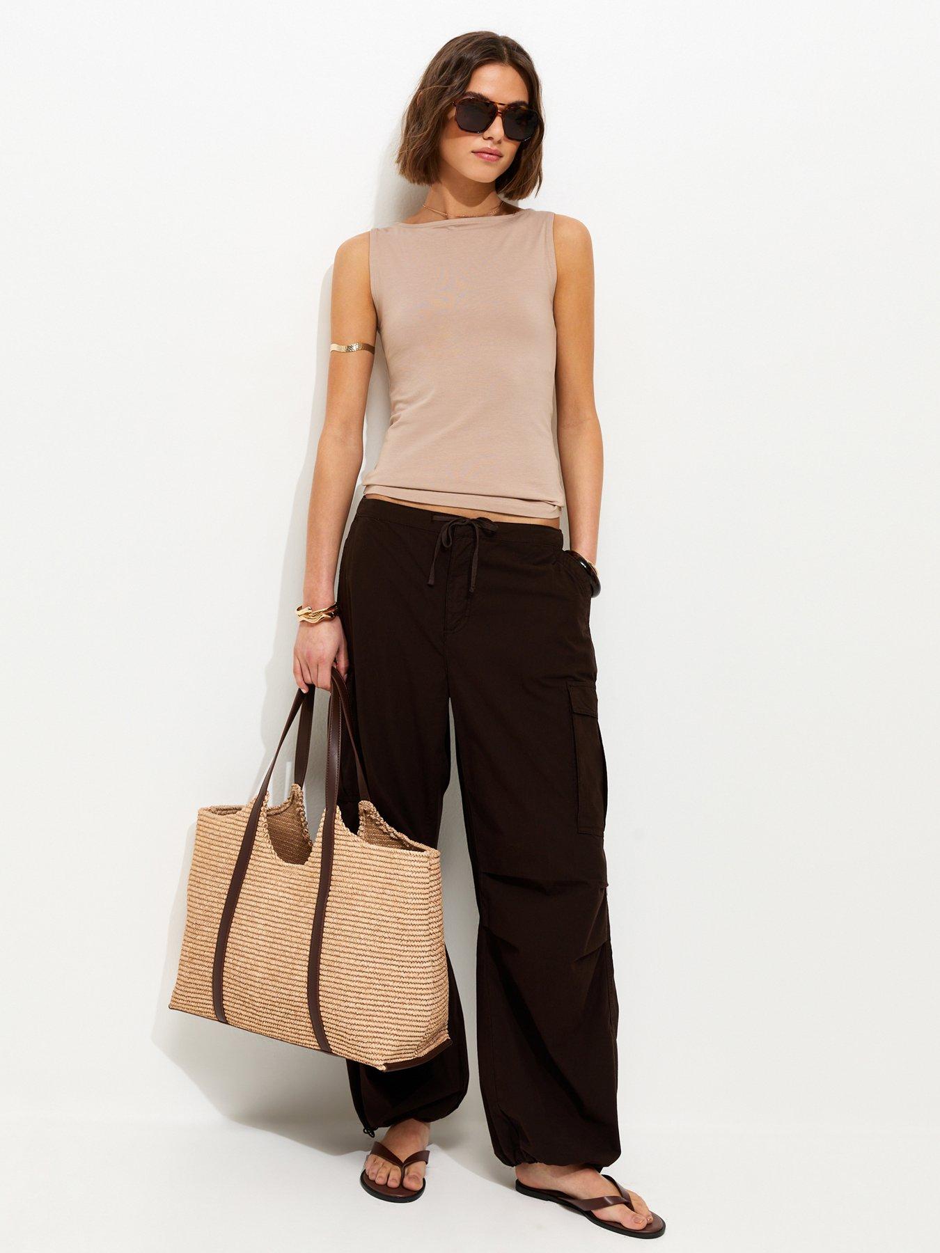 Image 3 of 5 of New Look Slash Neck Vest Top - Mink