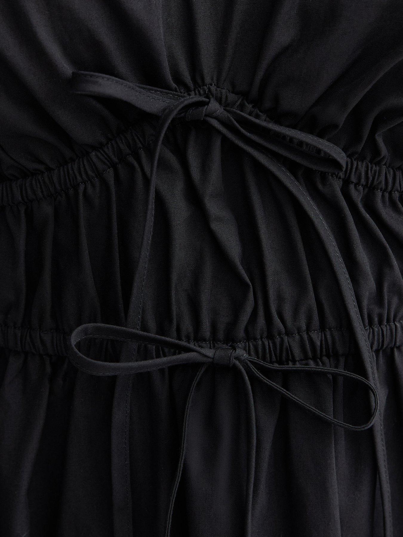 Image 6 of 6 of New Look Cotton Puff Sleeve Midi Dress - Black