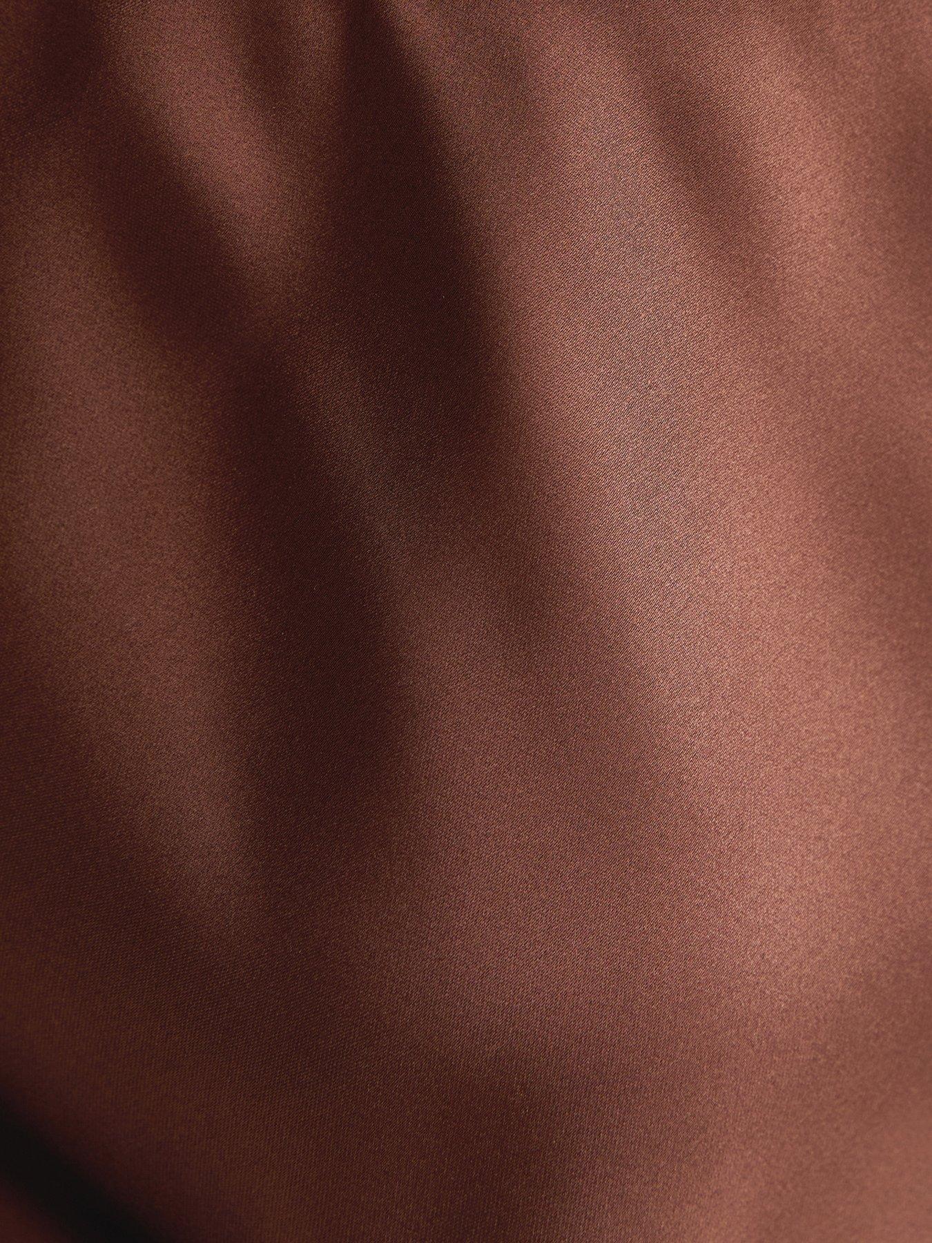 Image 5 of 5 of New Look Dark Brown Satin Bias Cut Midi Skirt