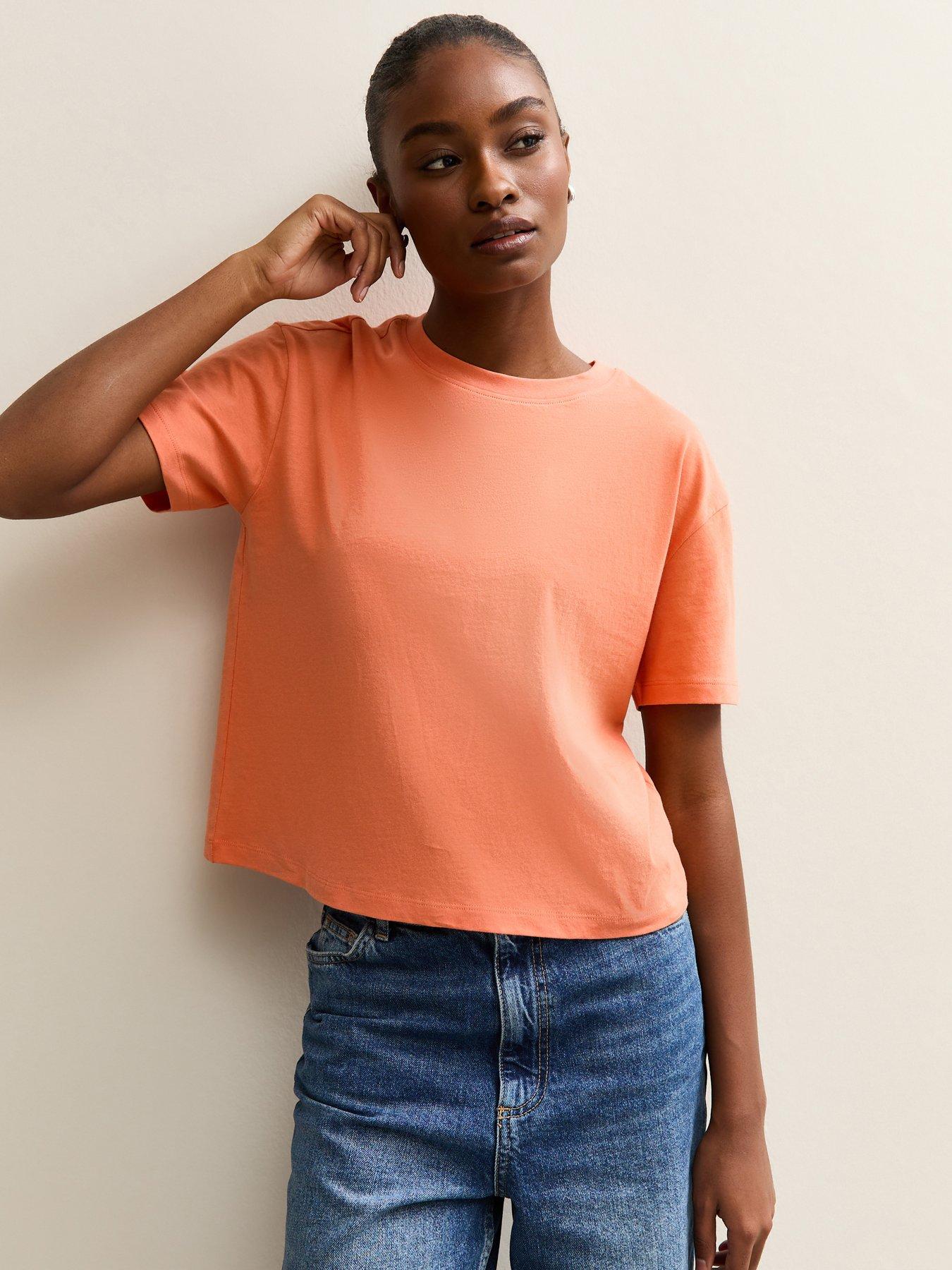 New Look Cotton Boxy Fit T-Shirt - Dark Coral