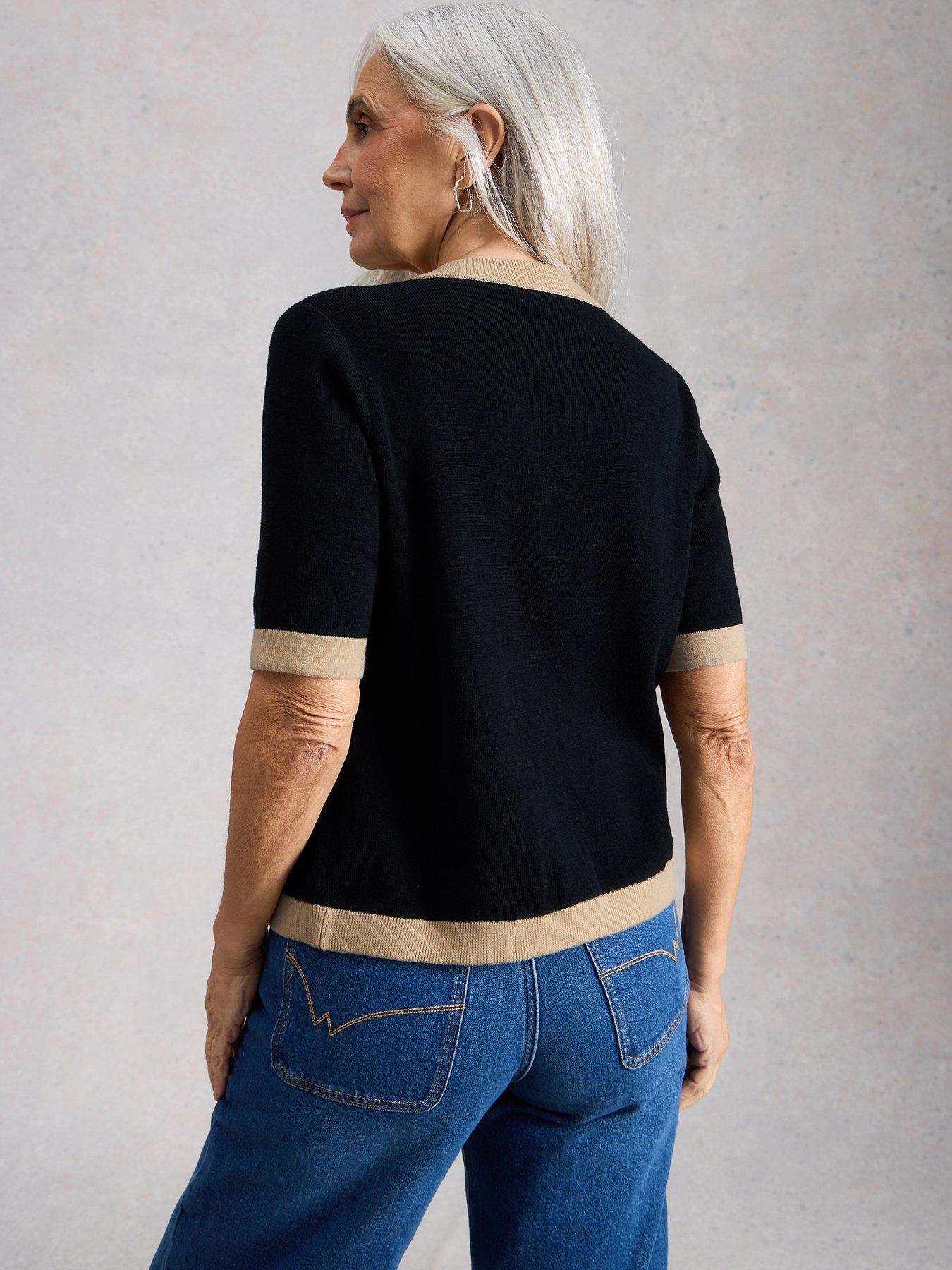 Image 2 of 6 of White Stuff Charlotte Short Sleeve Cardigan - Black