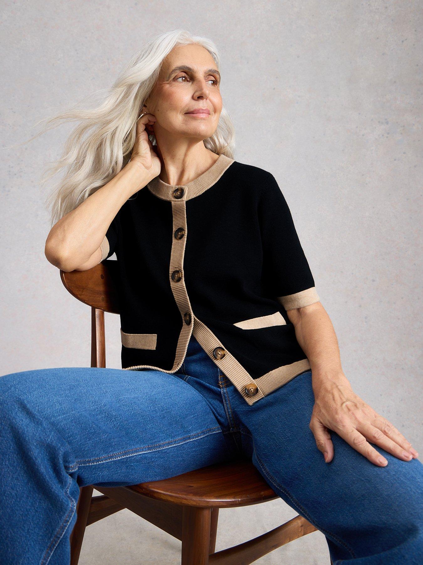 Image 4 of 6 of White Stuff Charlotte Short Sleeve Cardigan - Black