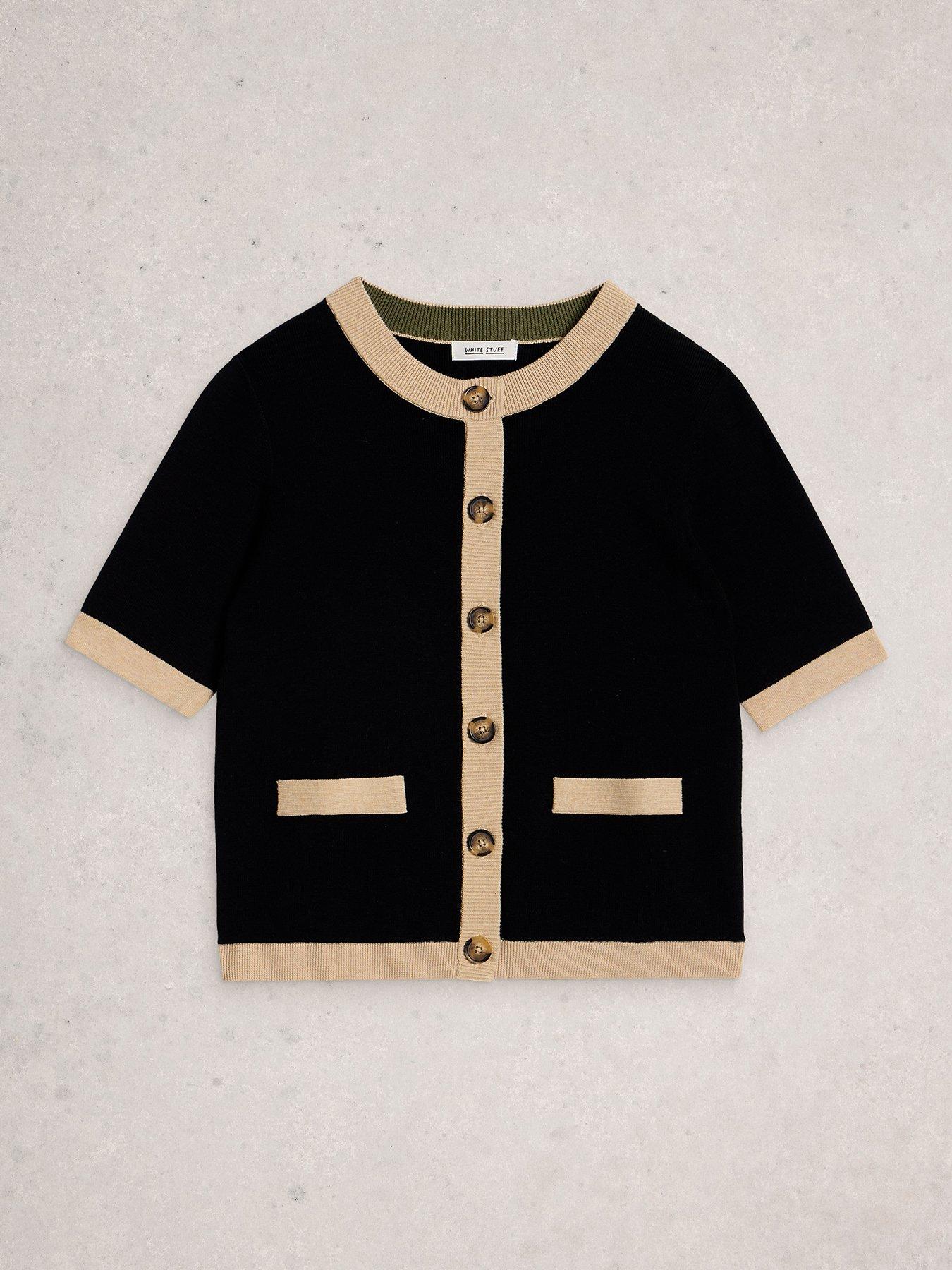 Image 5 of 6 of White Stuff Charlotte Short Sleeve Cardigan - Black