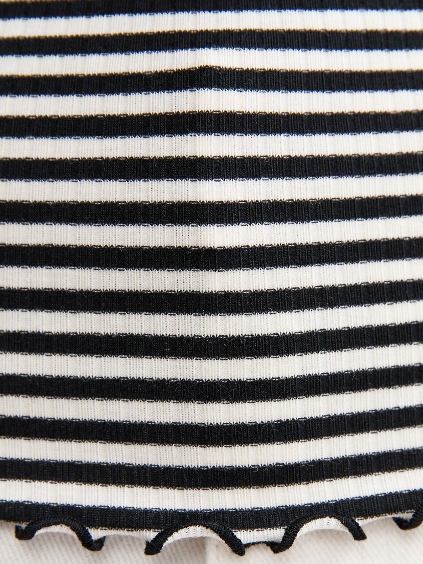 Image 5 of 5 of New Look Striped Babylock T-Shirt - Black