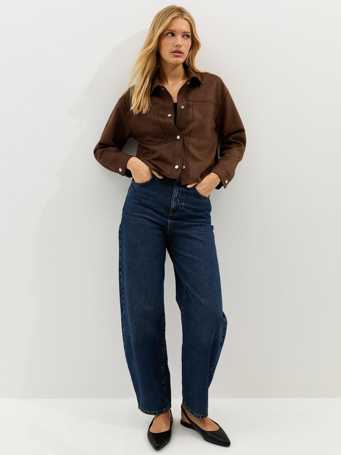 New Look Dark Brown Faux Suede Boxy Shacket | Very