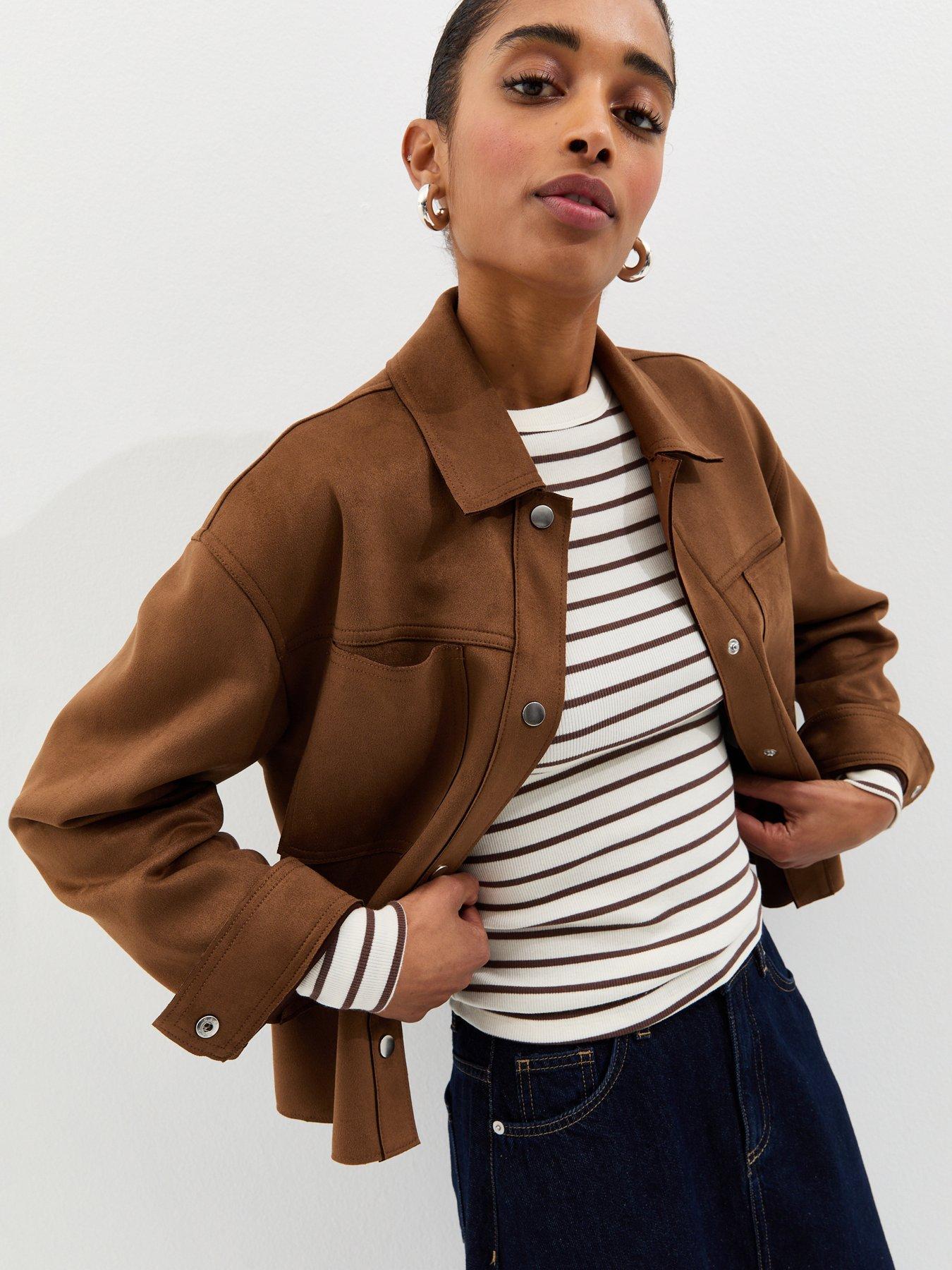 New Look Tan Faux Suede Boxy Shacket - Brown | Very