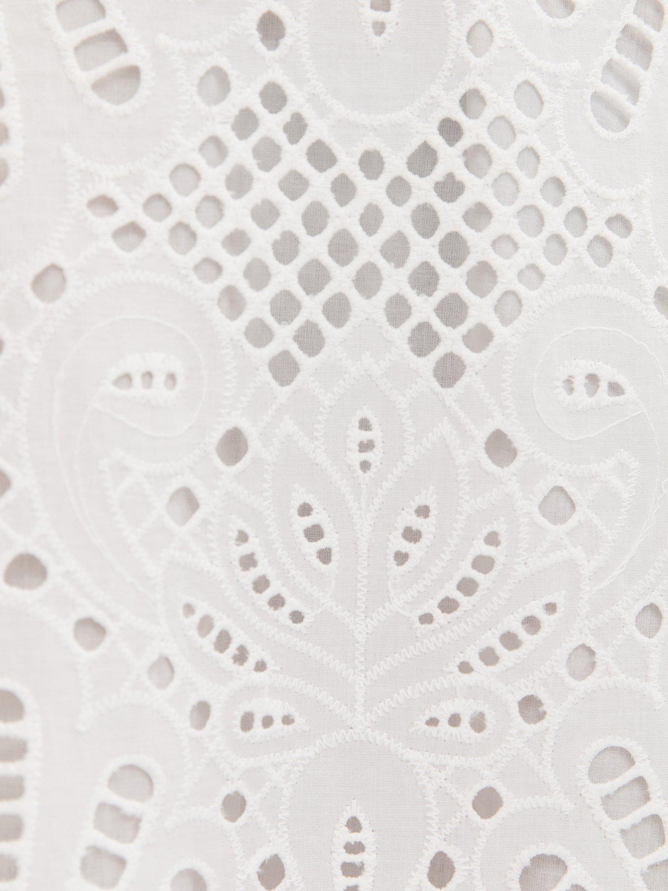 Image 6 of 6 of New Look White Cutwork Tie Back Midi Dress