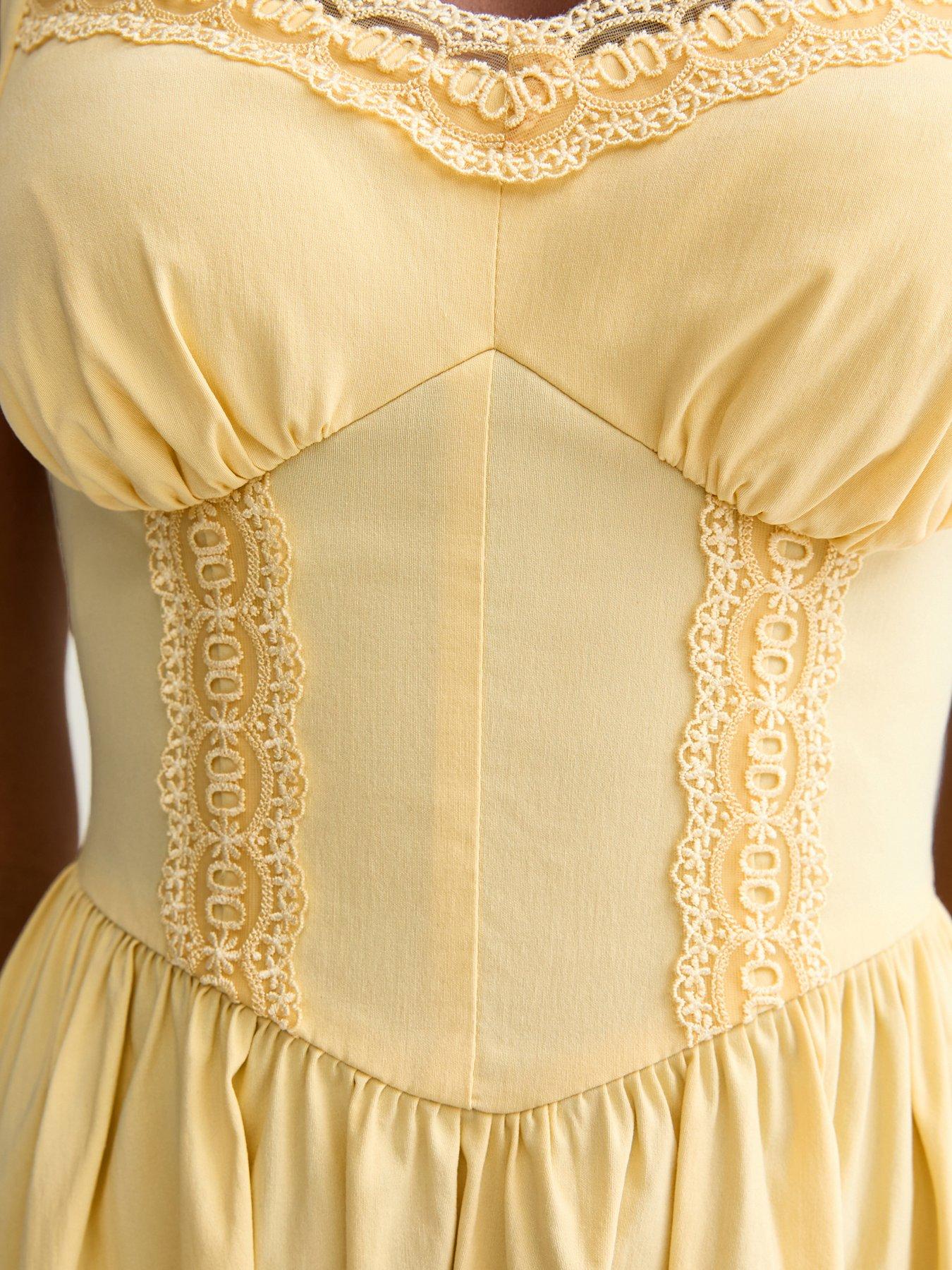 Image 5 of 5 of New Look Embroidered Halter Midi Dress - Light Yellow