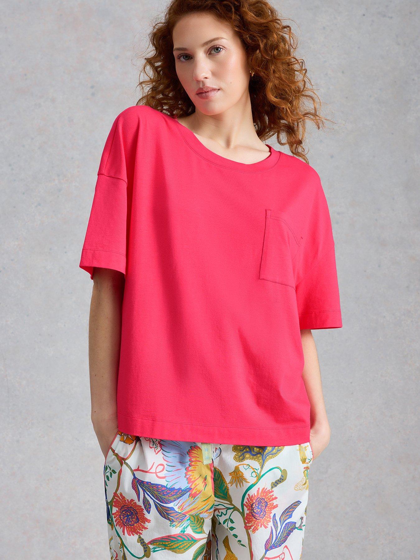 Image 1 of 6 of White Stuff Maya Boxy Pyjama T-Shirt - Pink