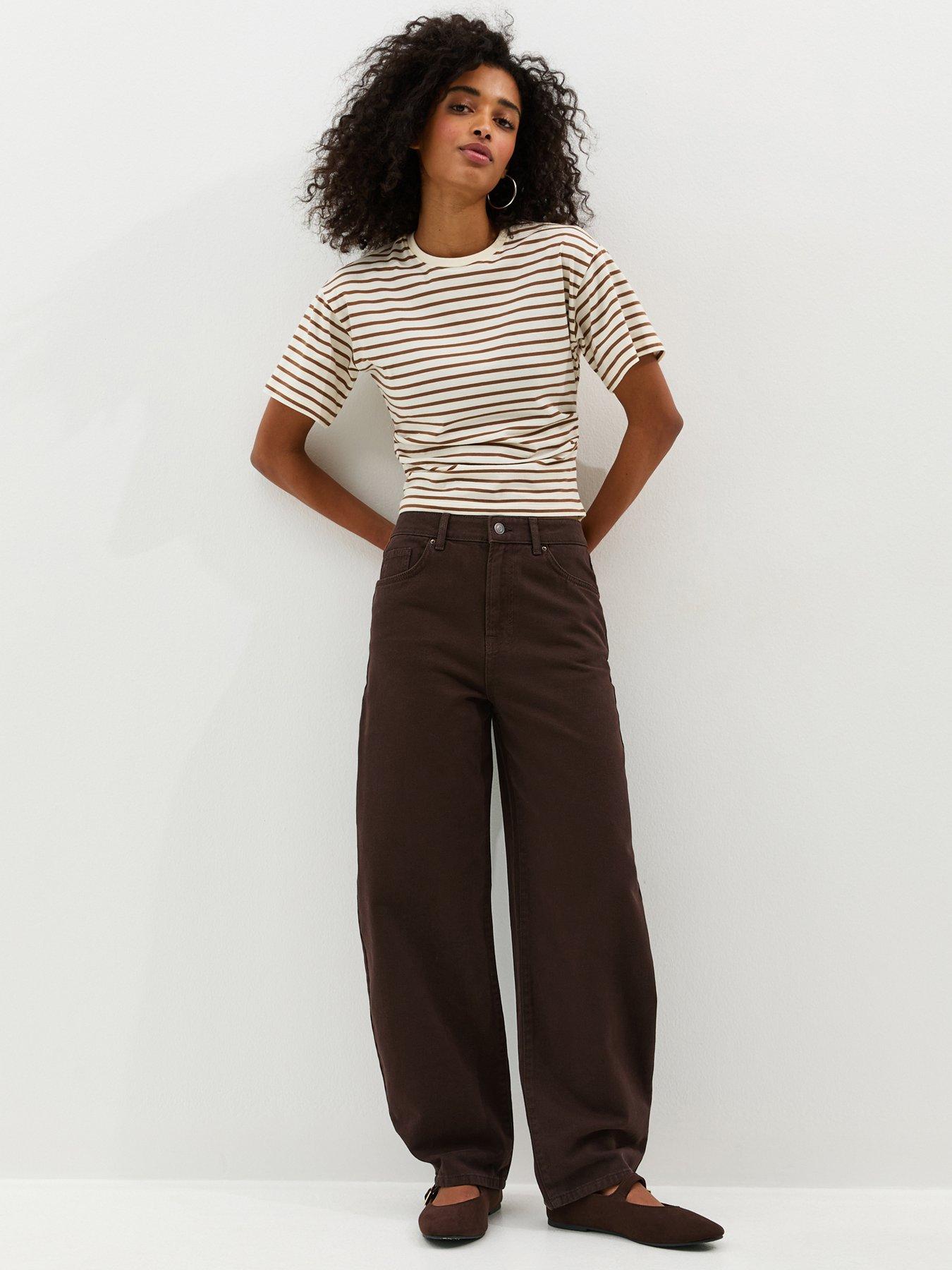 New Look Dark Brown Barrel Leg Jeans