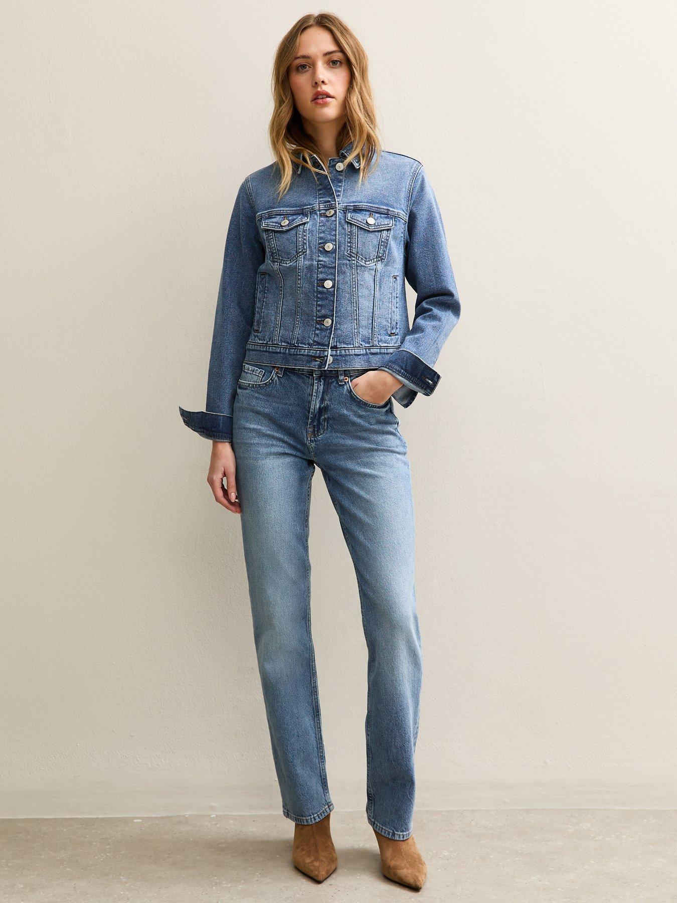 Image 3 of 6 of New Look Mid Straight Leg Jeans - Blue