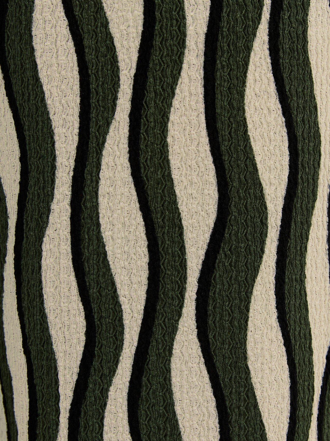 Image 5 of 5 of New Look Jersey Wave Patterned Wide Leg Trousers - Green