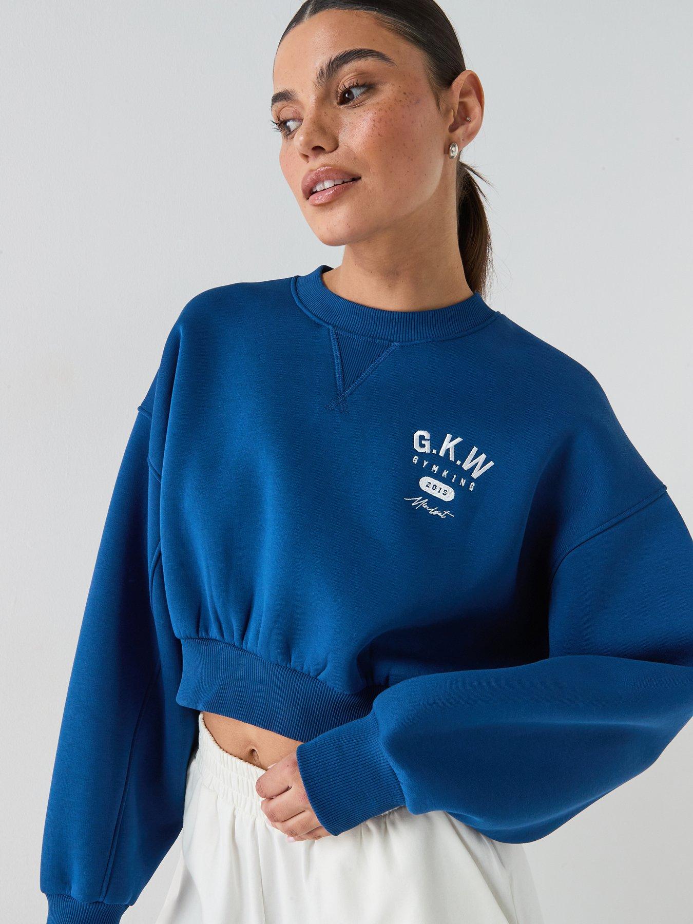 Gym King: Womens Composure Cropped Crew - Blue