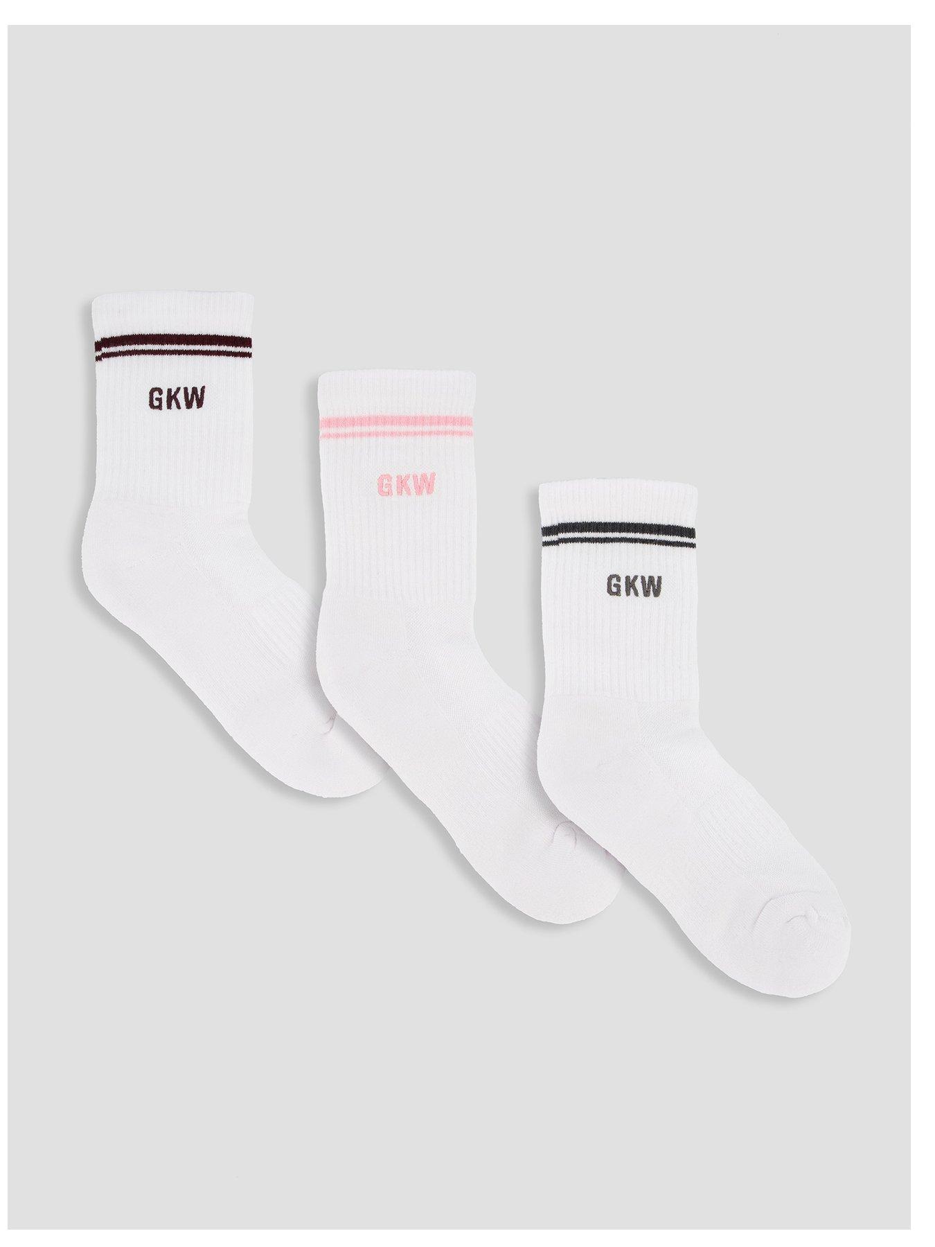 Gym King Womens Rib Knit Socks (3pk) - Cream/Pink