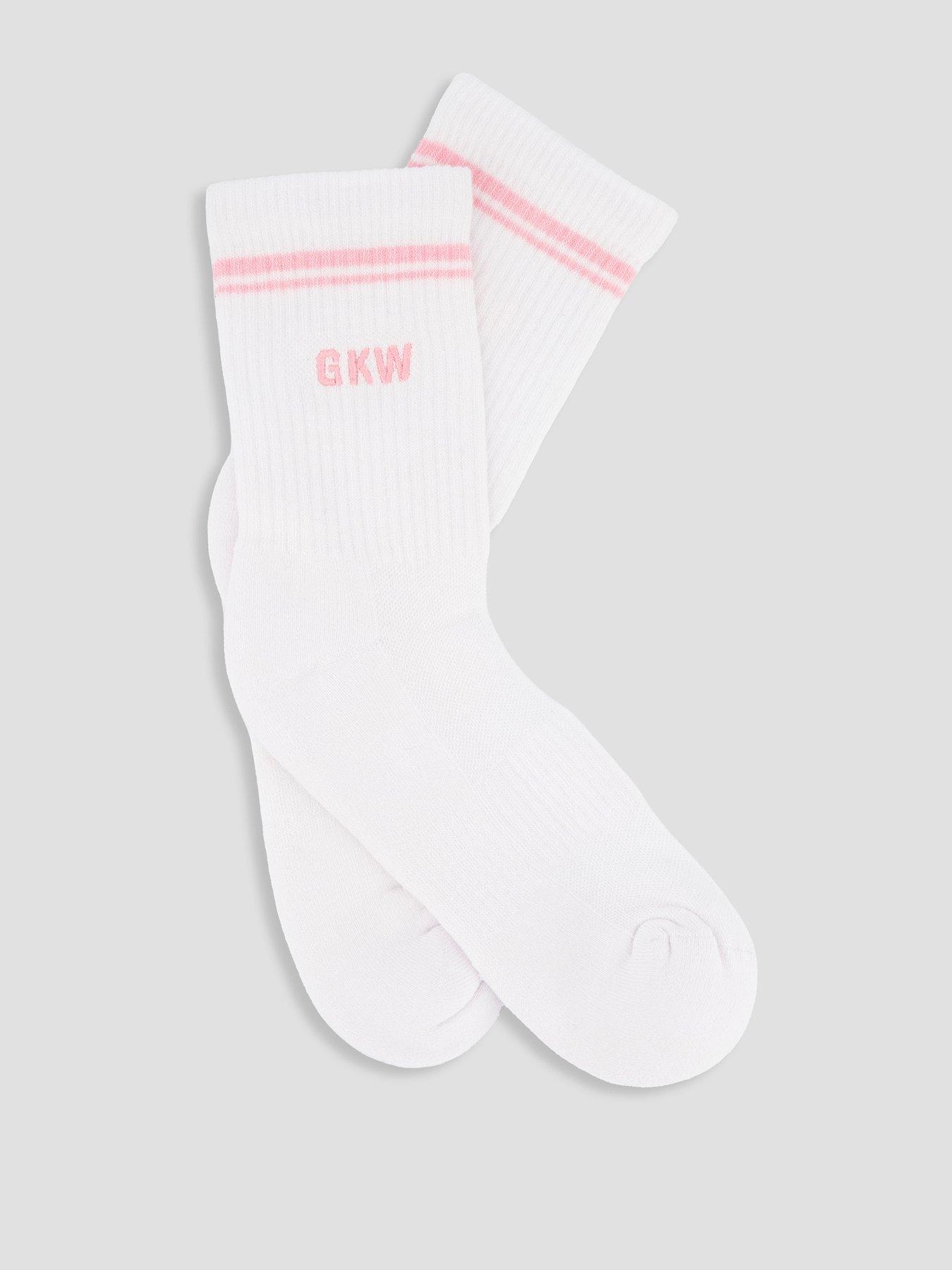 Gym King Womens Rib Knit Socks (3pk) - Cream/Pink | Very