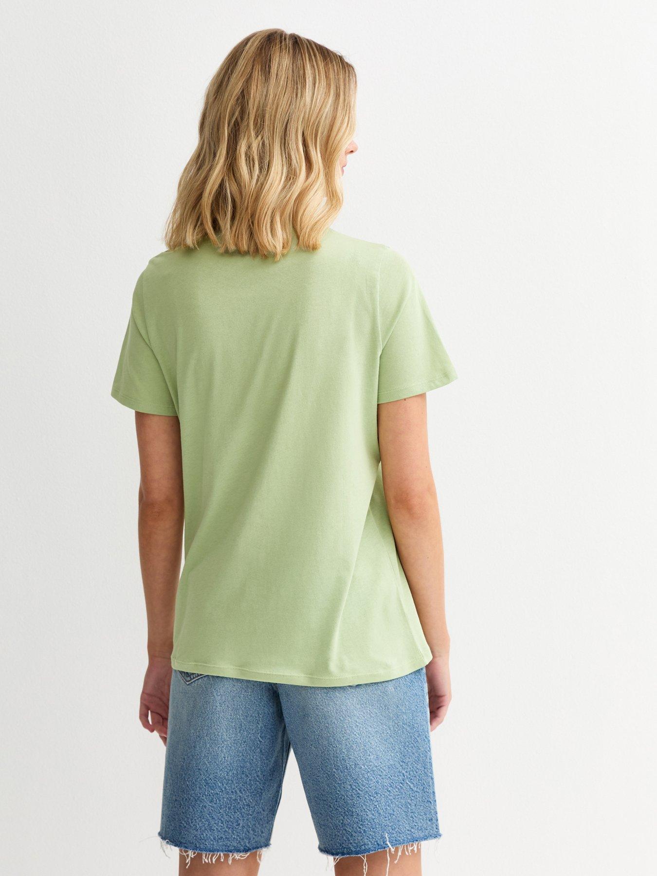 Image 2 of 5 of New Look Daisy Print T-Shirt - Green