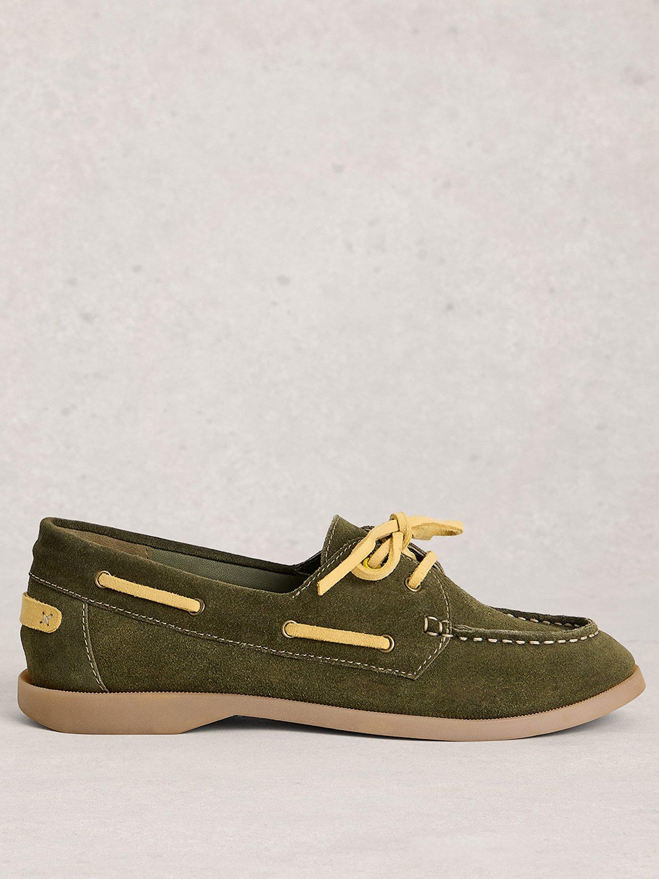 White Stuff Boat Lace Up Shoe - Green