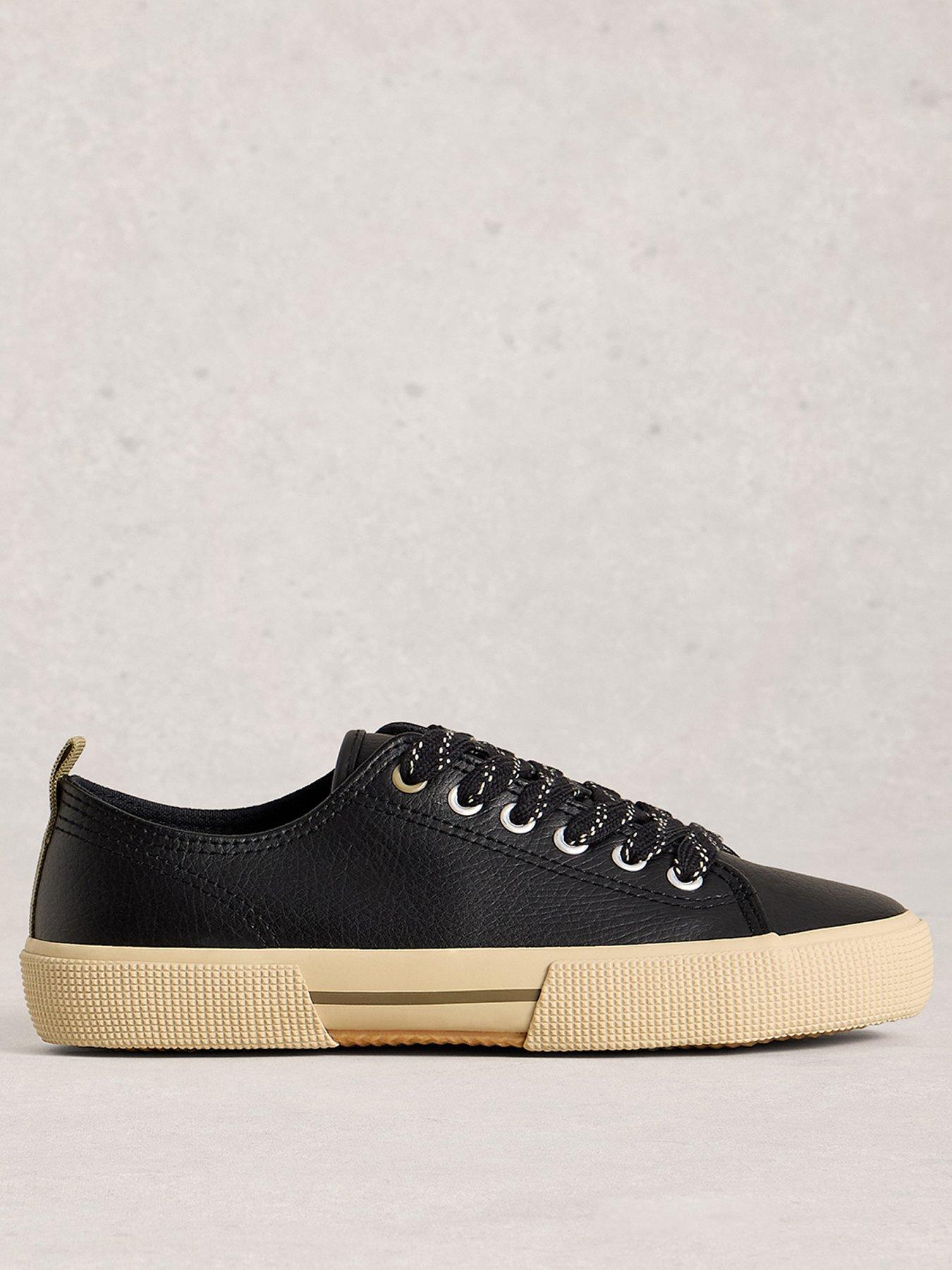 Image 1 of 4 of White Stuff Pippa Leather Lace Up Trainer - Black