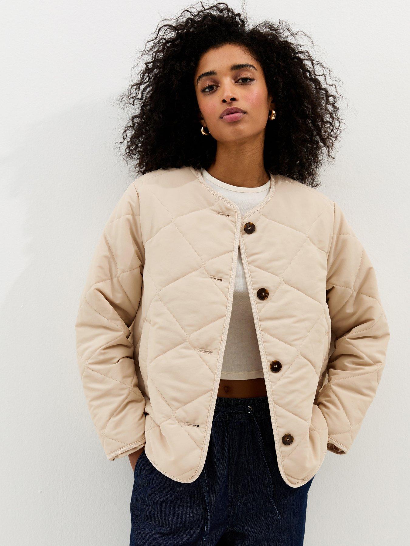 New Look Soft Touch Quilted Jacket - Stone