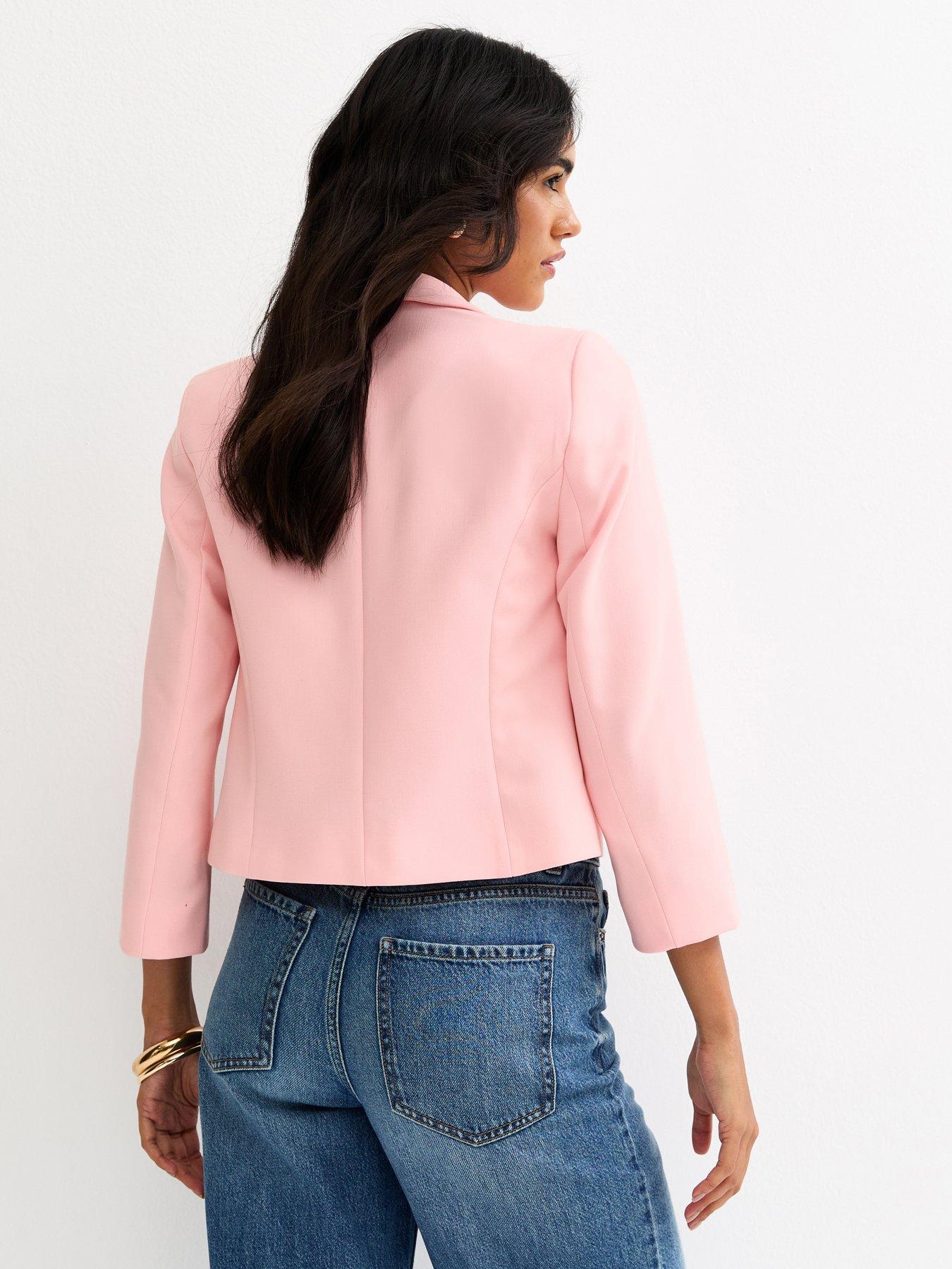 Image 2 of 5 of New Look Cropped Blazer - Pale Pink