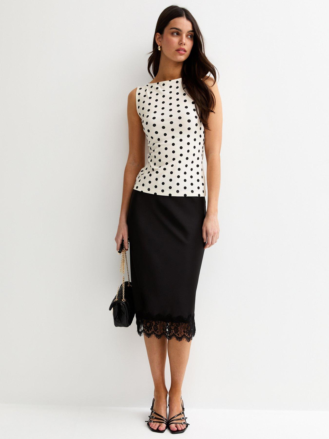 Image 3 of 5 of New Look Cream Polka Dot Slash Neck Vest