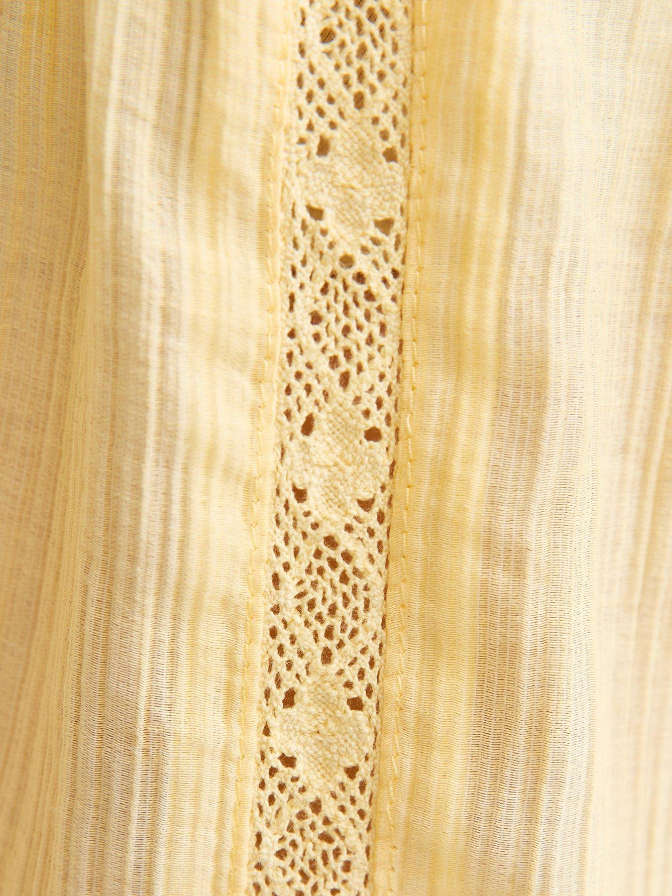 Image 5 of 5 of New Look Lace Button Long Sleeve Blouse - Light Yellow