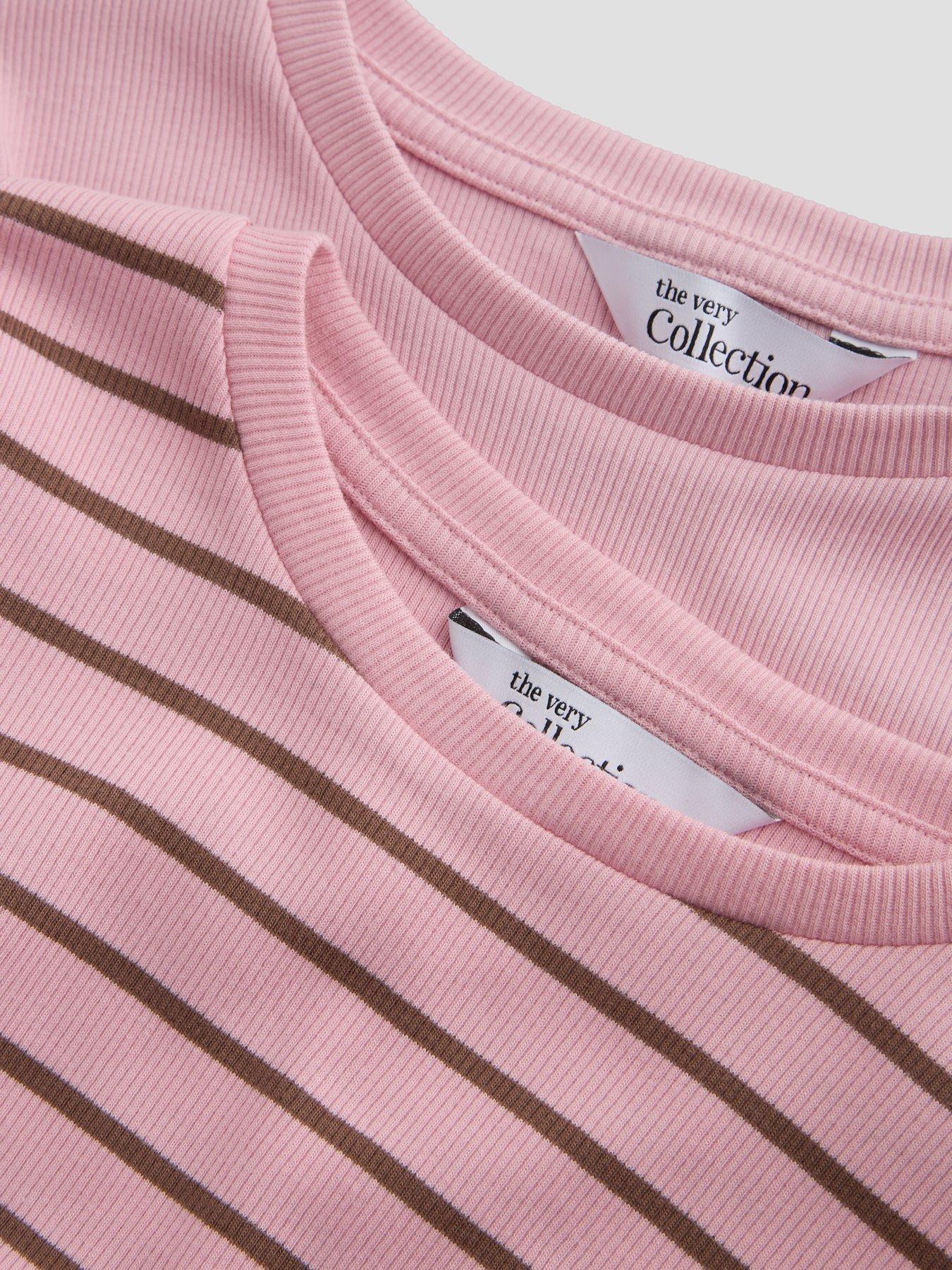 Image 4 of 5 of The Very Collection Girls Rib 2 Pack Long Sleeve Basic T-shirts - Pink