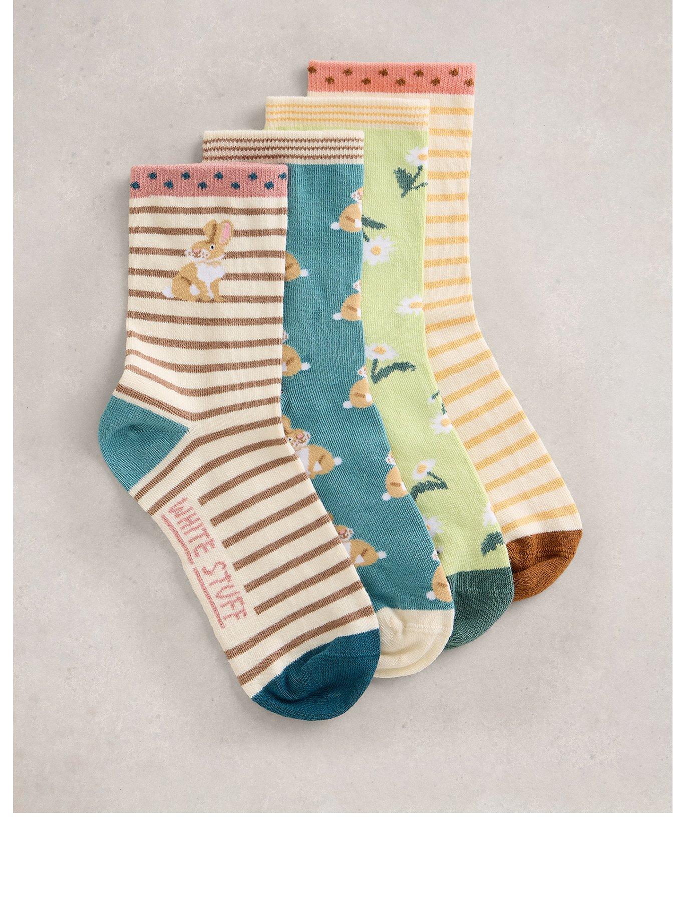 Image 1 of 4 of White Stuff 4 Pack Spring Time Ankle Sock - Orange