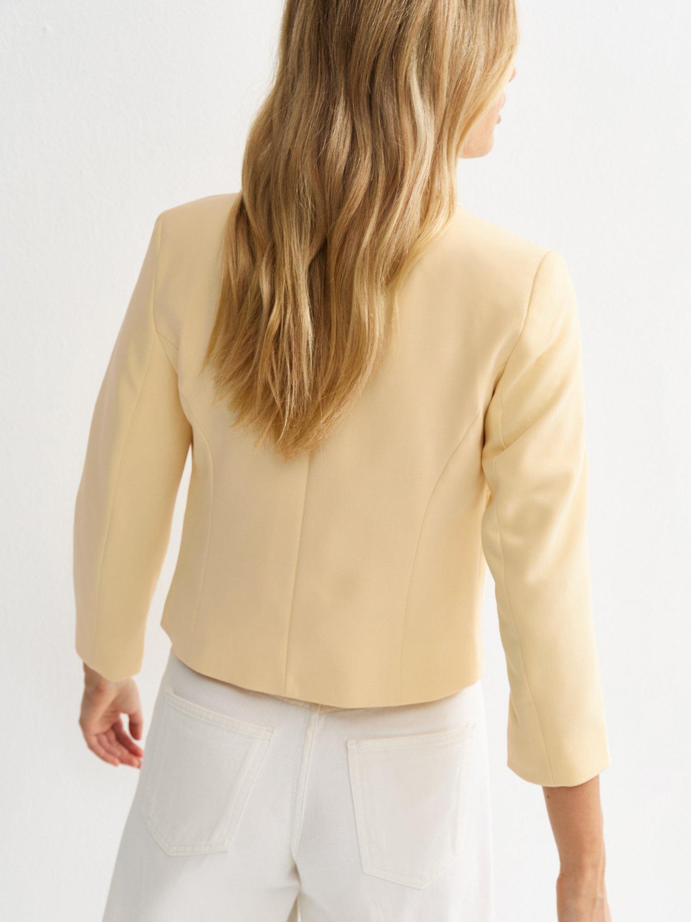 Image 2 of 6 of New Look Light Yellow Cropped Blazer