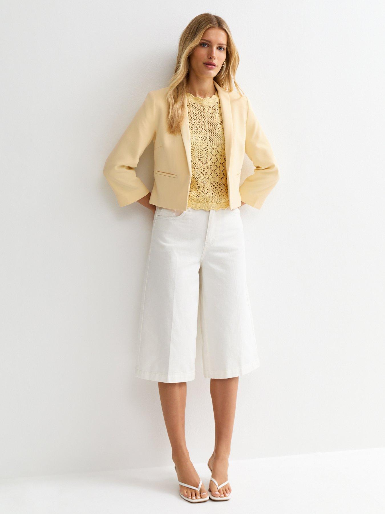 Image 3 of 6 of New Look Light Yellow Cropped Blazer