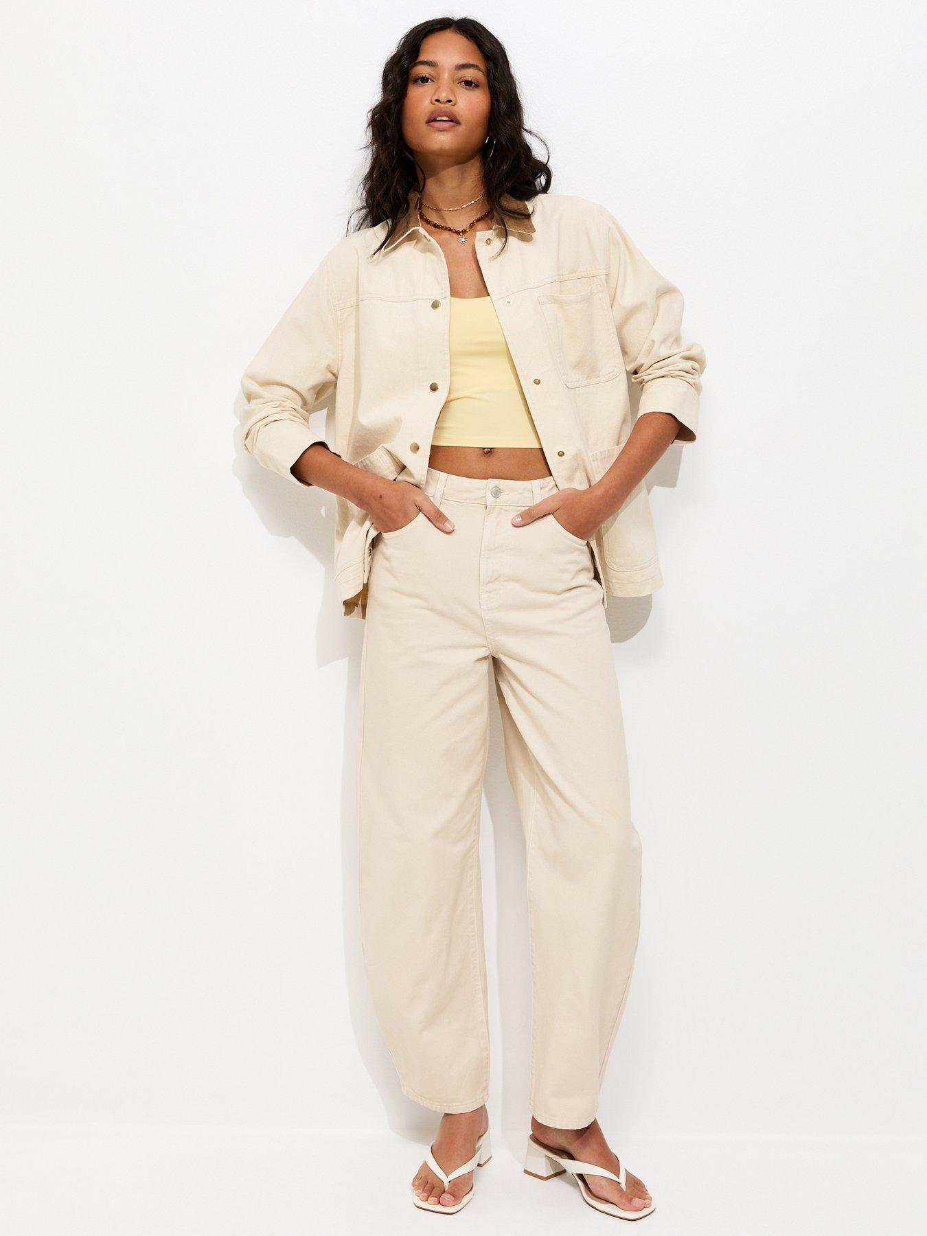 Image 3 of 6 of New Look Cotton Longline Corduroy Collar Jacket - Off White