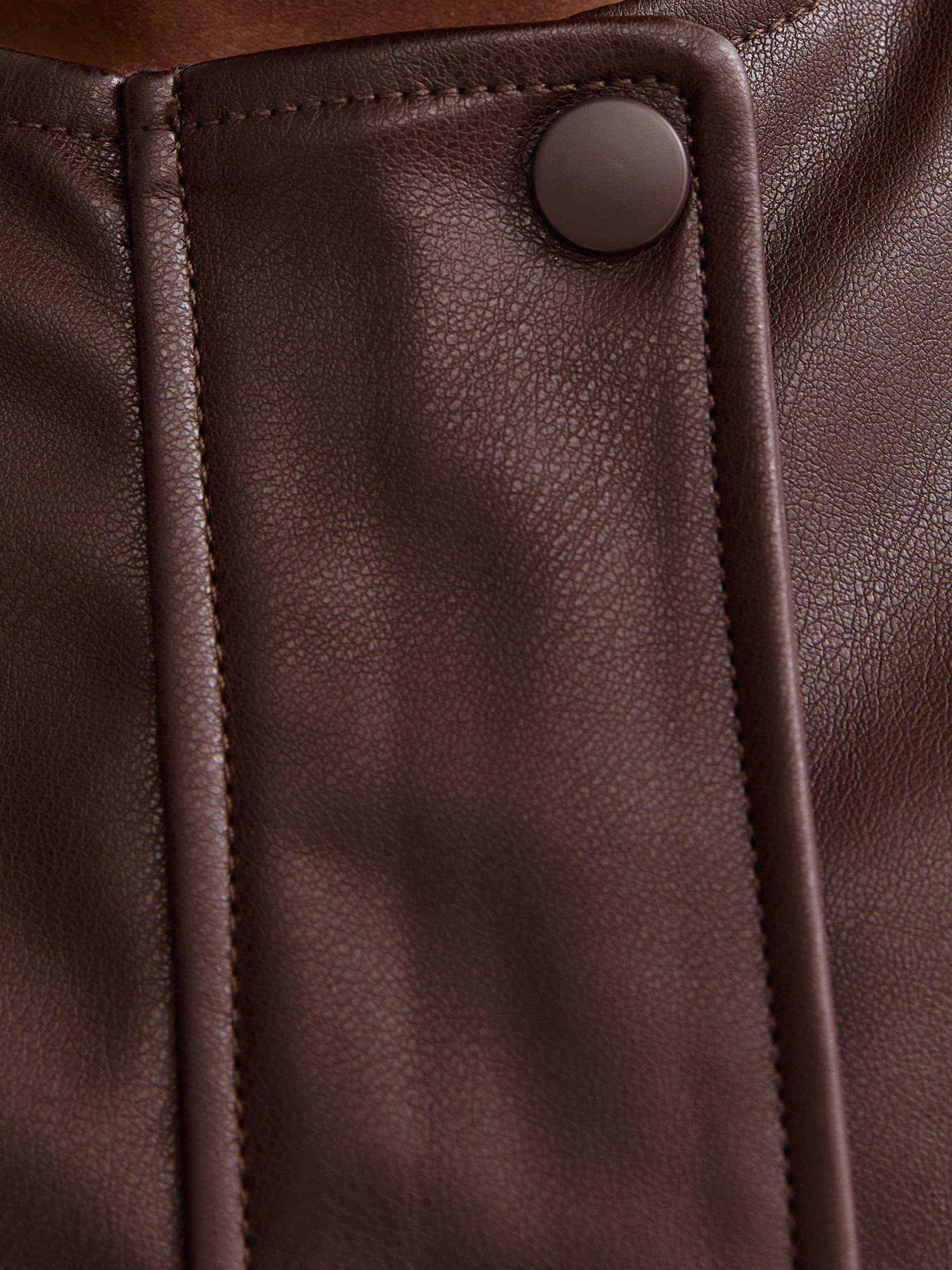 Image 5 of 5 of New Look Brown Faux Leather Sleeveless Bubble Hem Jacket