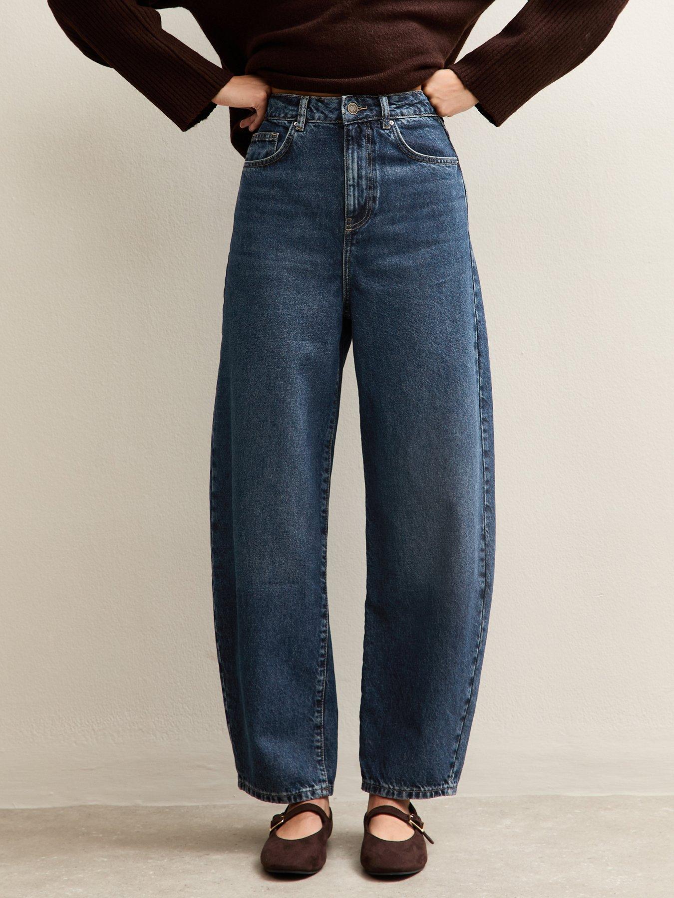 New Look Dark Blue Barrel Leg Jeans