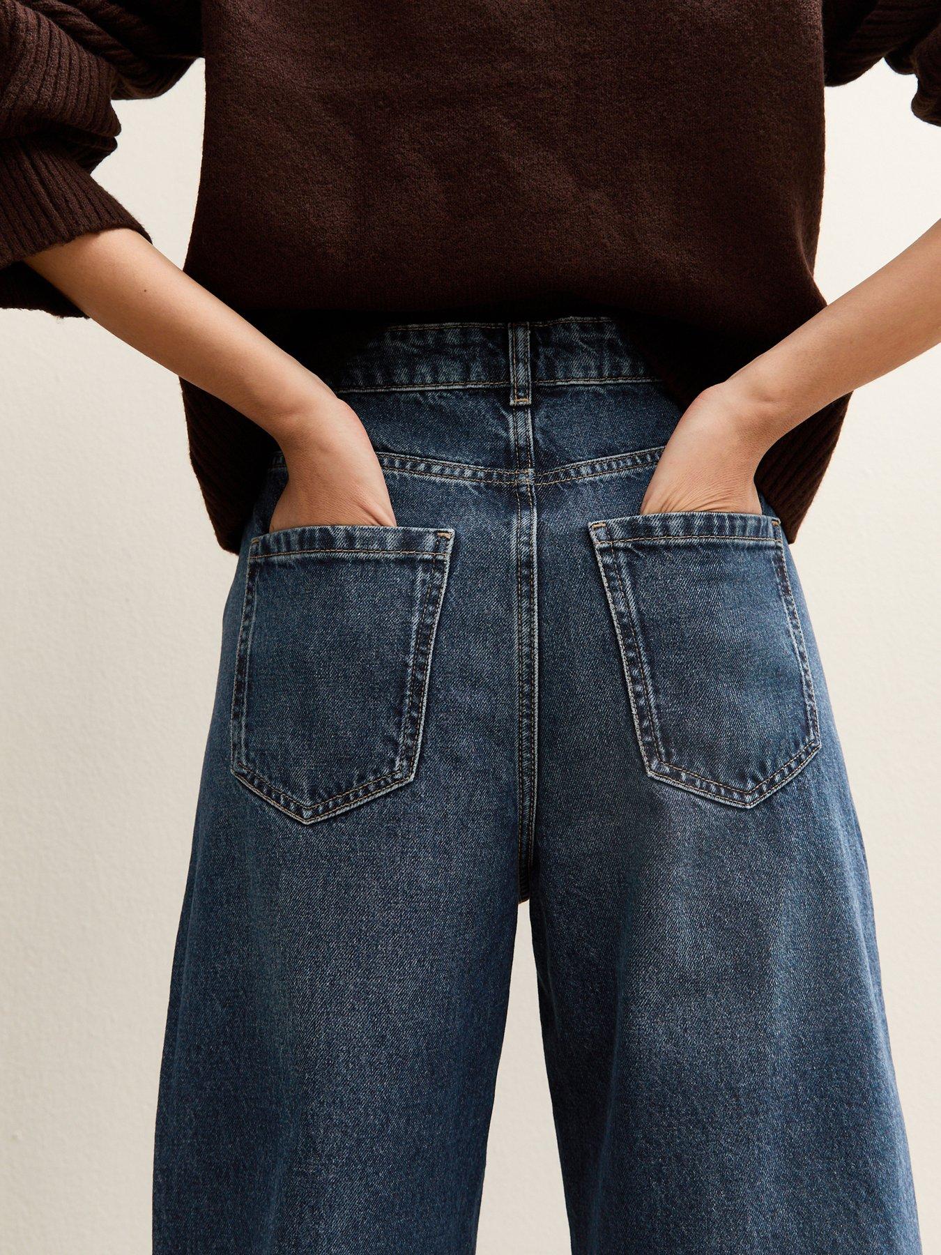 Image 6 of 6 of New Look Barrel Leg Jeans - Dark Blue