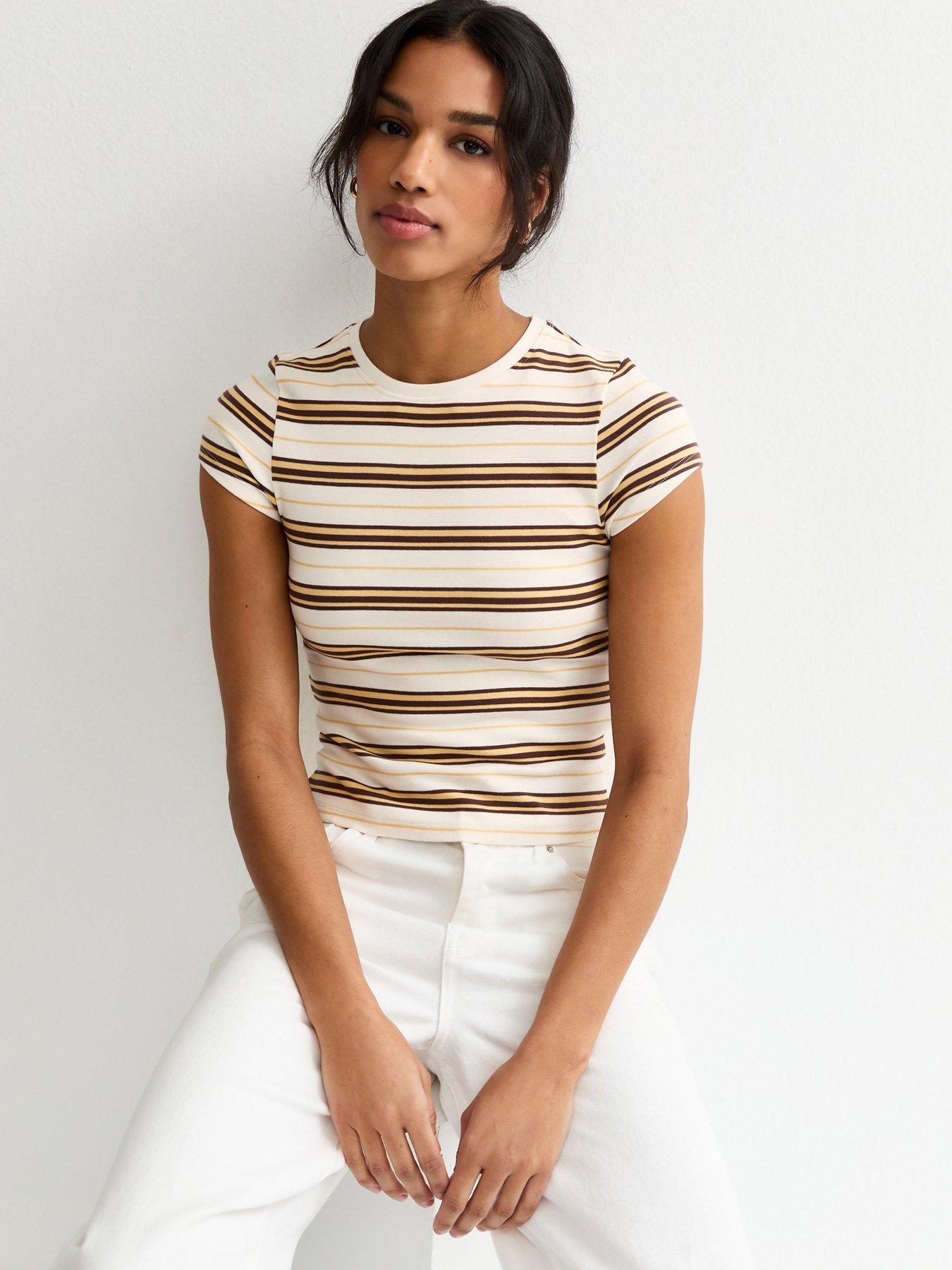 New Look Cotton Striped Baby T-Shirt - Yellow