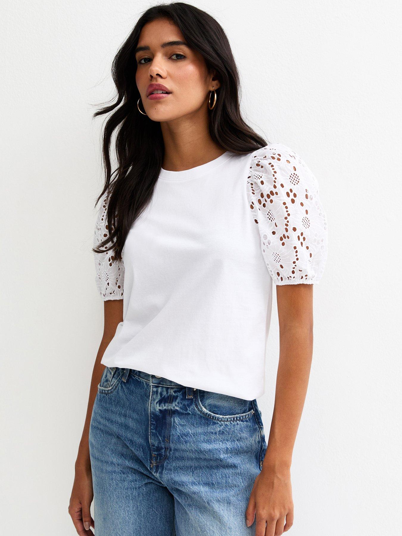 New Look White Broderie Anglaise Puff Sleeve Top