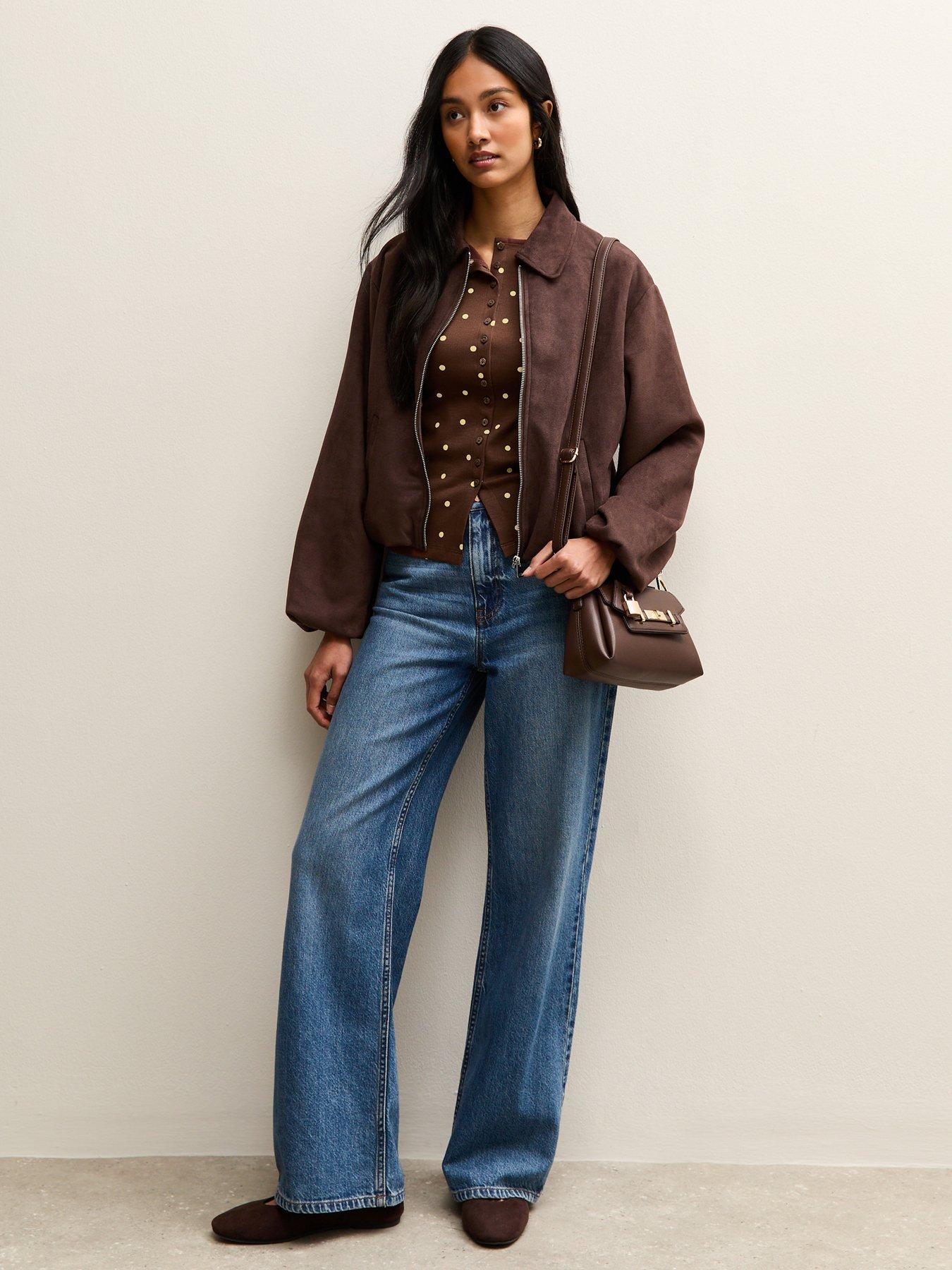 Image 3 of 6 of New Look Brown Polka Dot Button Up Tank Top