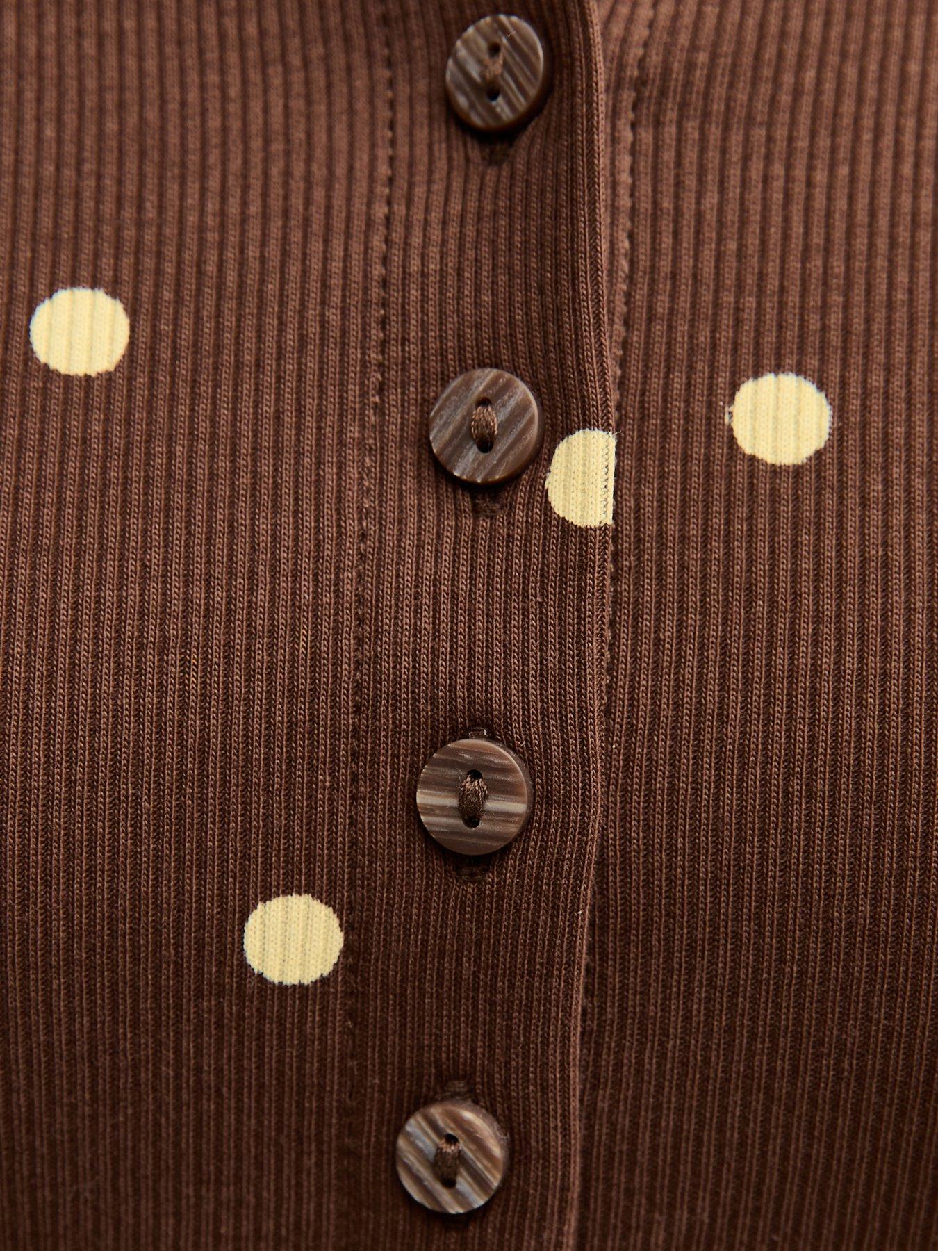 Image 6 of 6 of New Look Brown Polka Dot Button Up Tank Top
