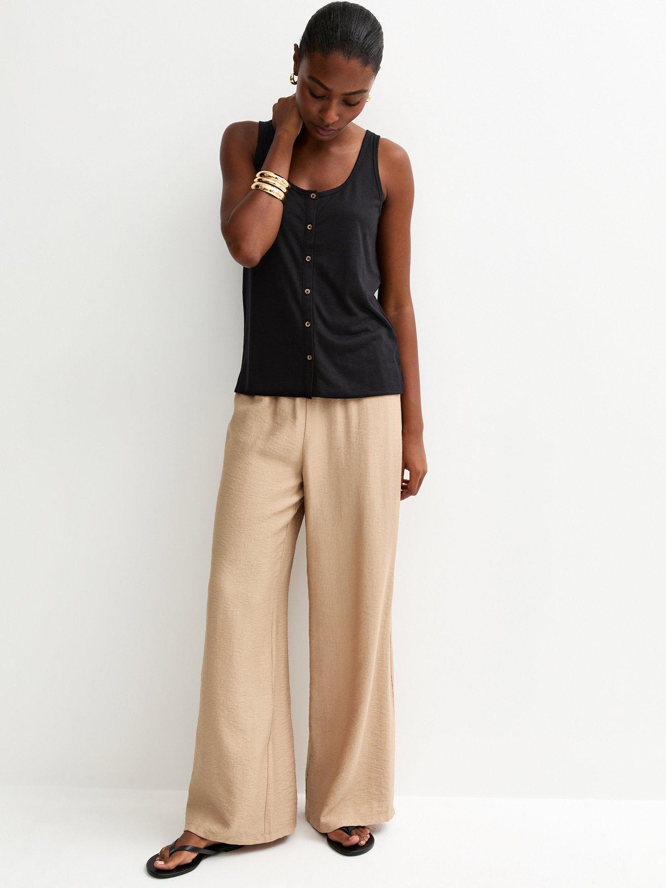 Image 3 of 5 of New Look Slub Button Tank Top - Black