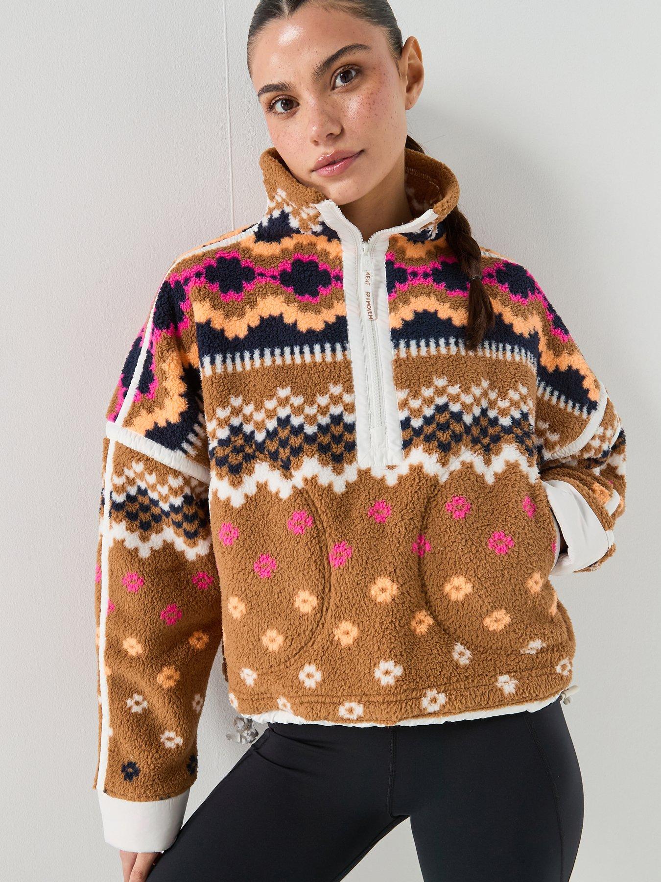 FP Movement: Womens Printed Mountain High 1/2 Zip Fleece - Brown