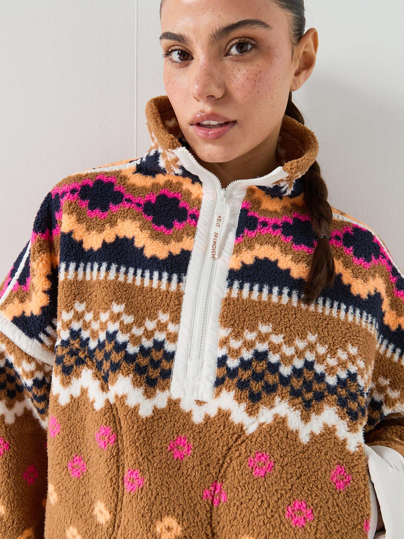Image 4 of 6 of FP Movement Womens Printed Mountain High 1/2 Zip Fleece - Brown