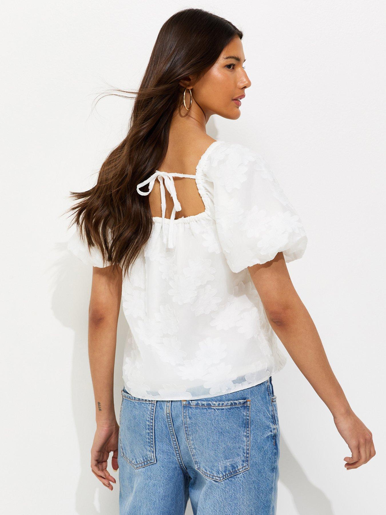 New Look Daisy Puff Sleeve Blouse - White | Very